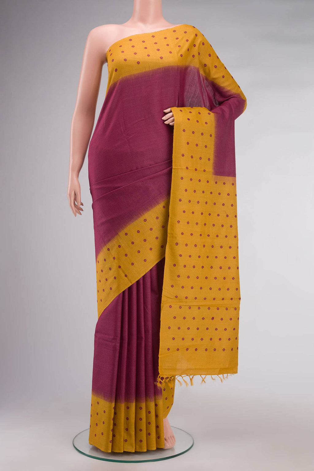 Magenta Bhagalpuri Tussar Silk Saree
