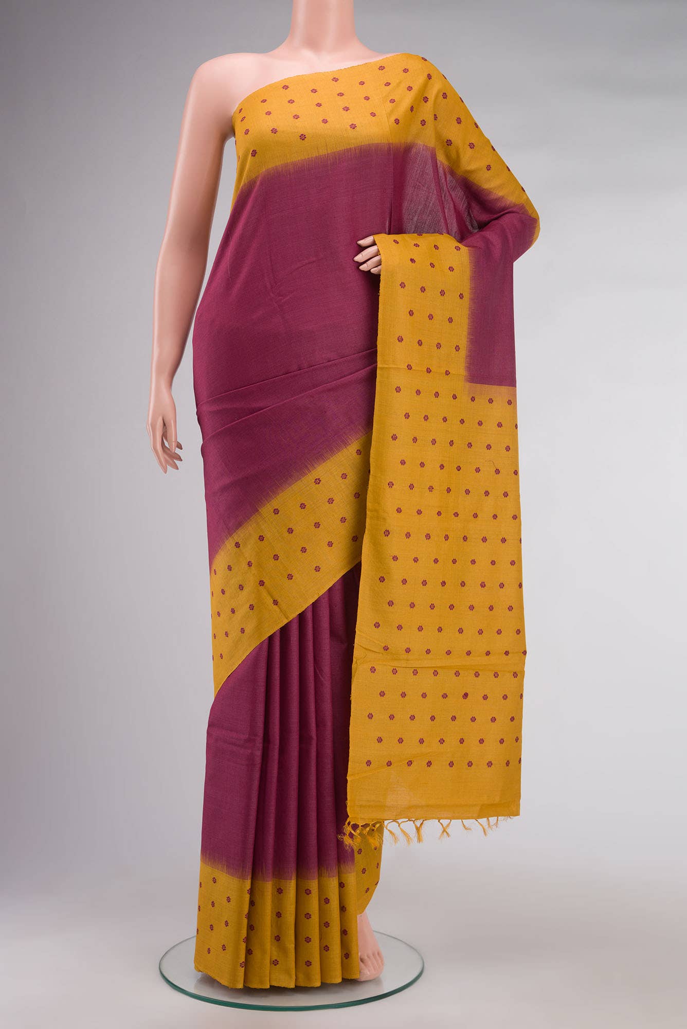 Magenta Bhagalpuri Tussar Silk Saree