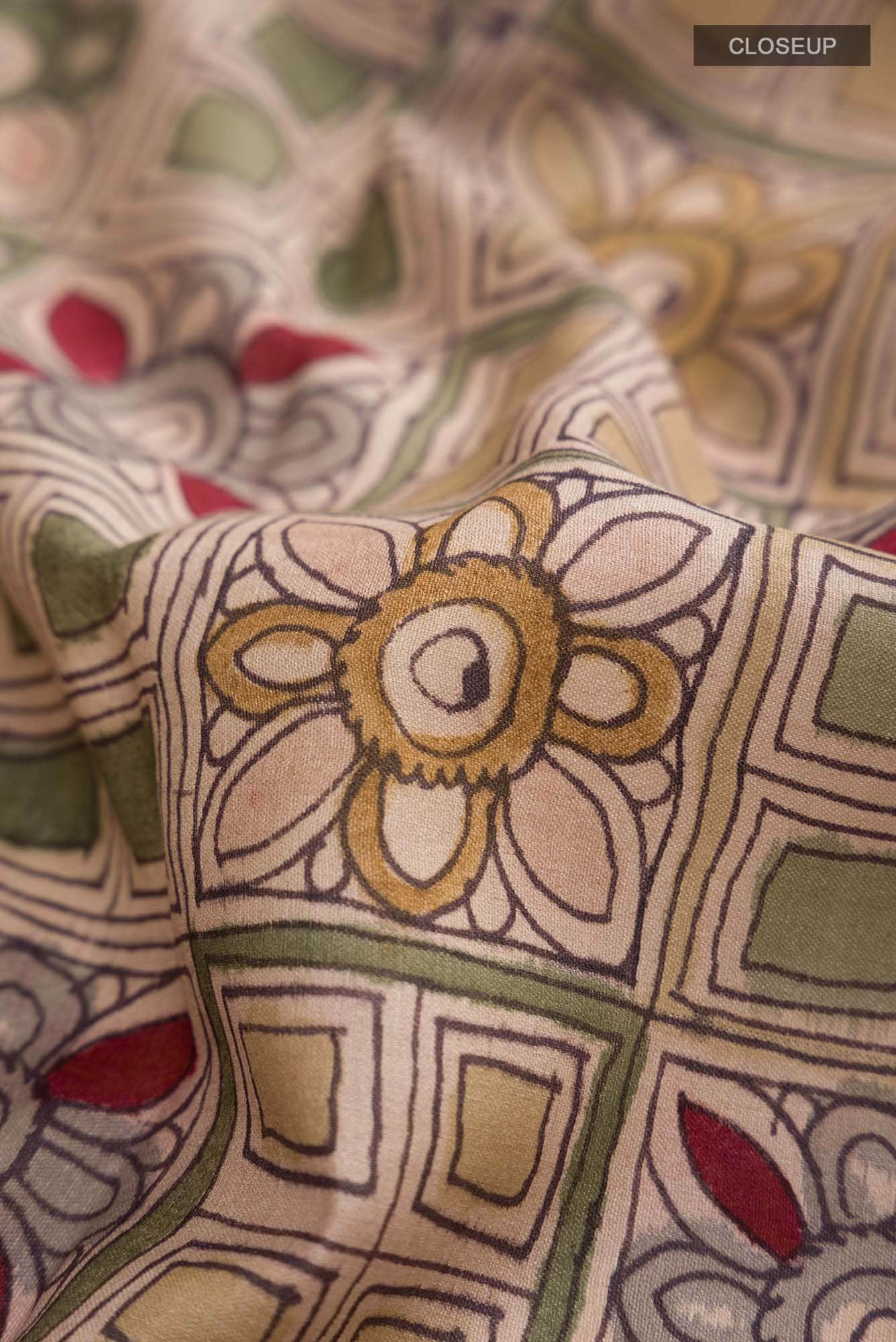 Beige Bhagalpuri Tussar Silk Saree