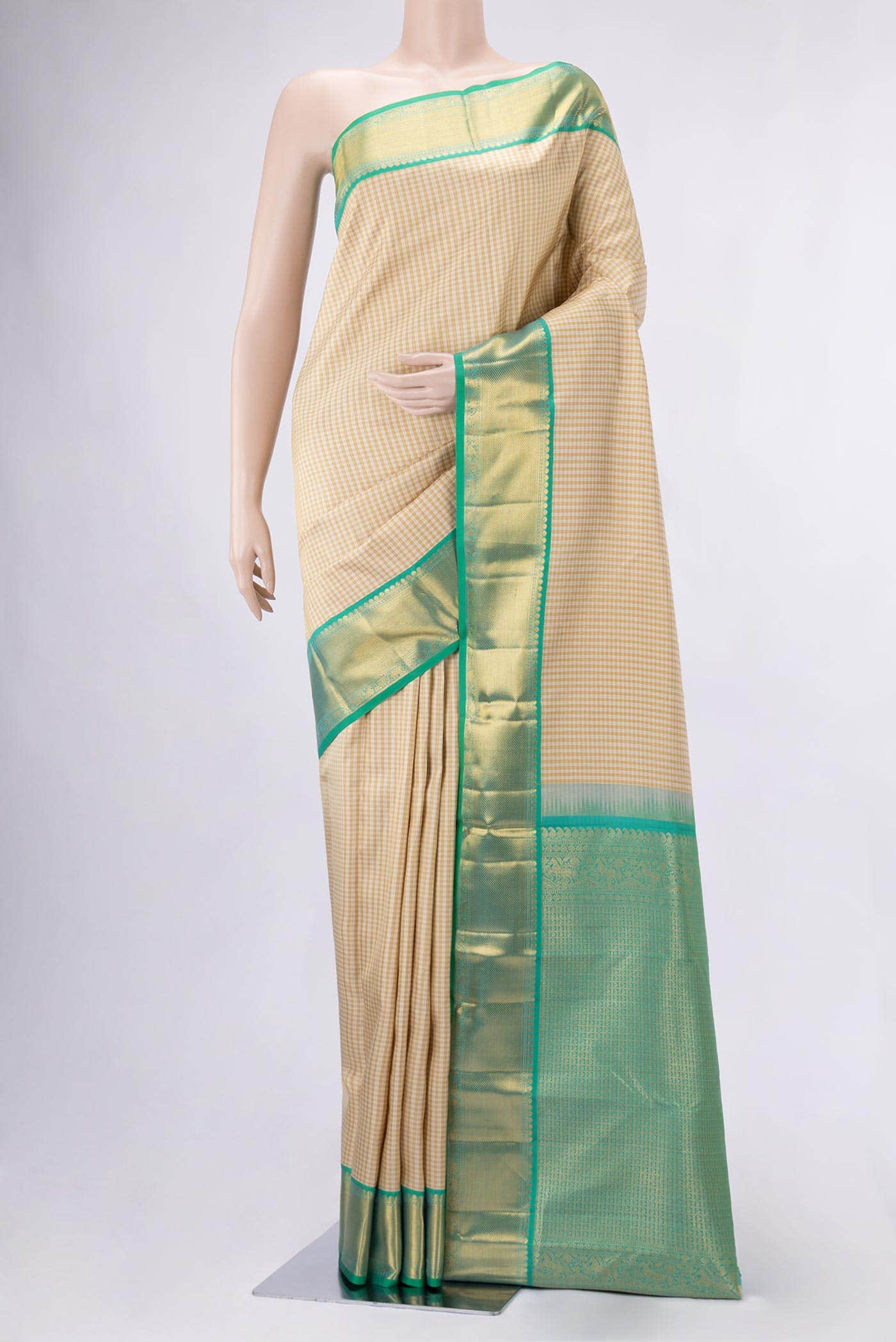 Sandal Dual Tone Kanchipuram Silk Saree