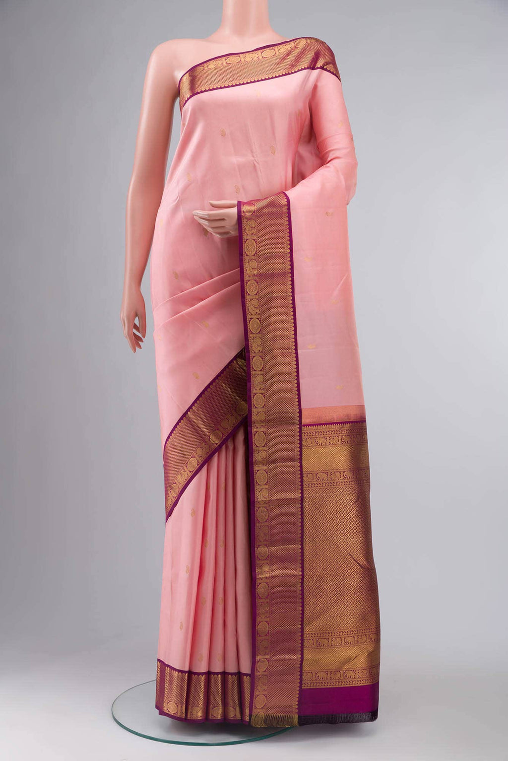 Peach Kanchipuram Silk Saree