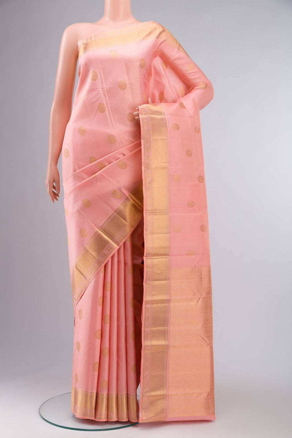 Peach Kanchipuram Silk Saree