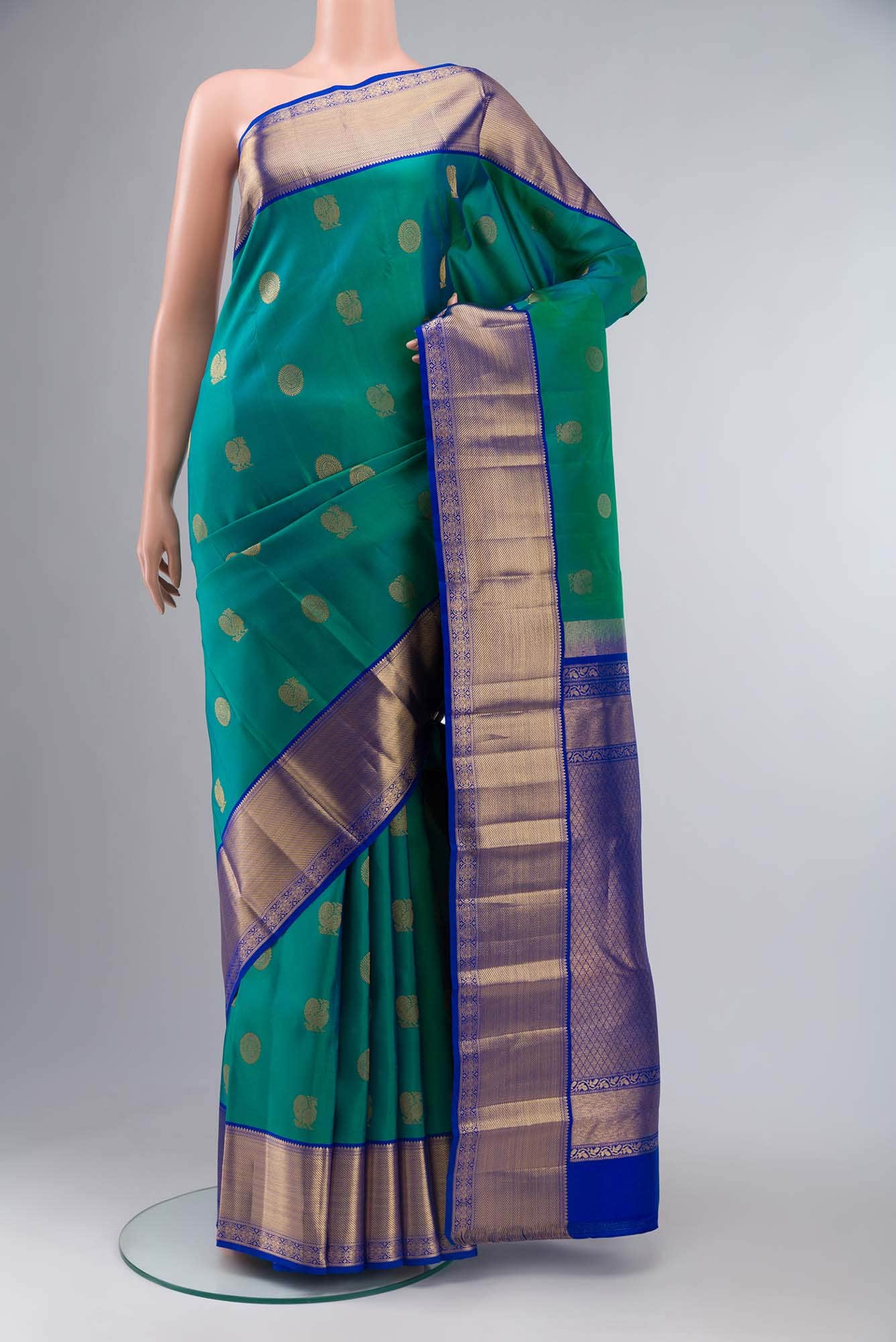 Blue Dual Tone Kanchipuram Silk Saree