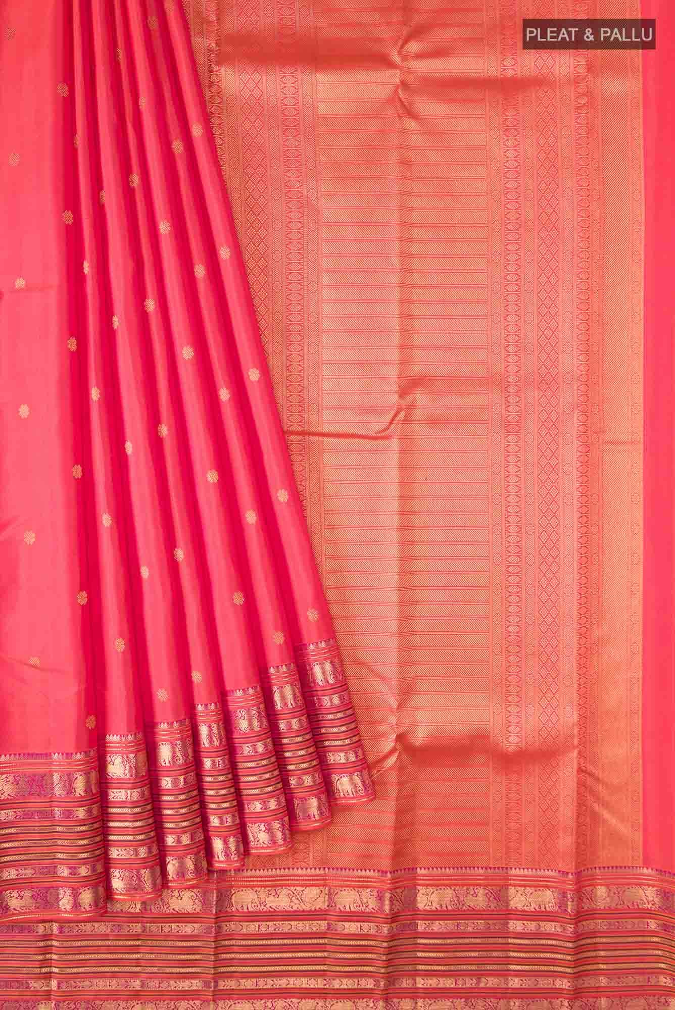 Orange Dual Tone Kanchipuram Silk Saree