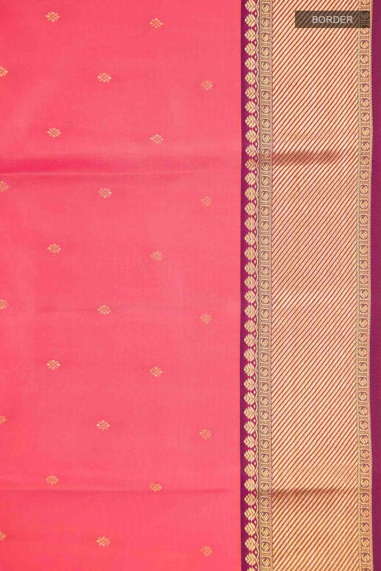 Orange with Pink Dual Tone Kanchipuram Silk Saree