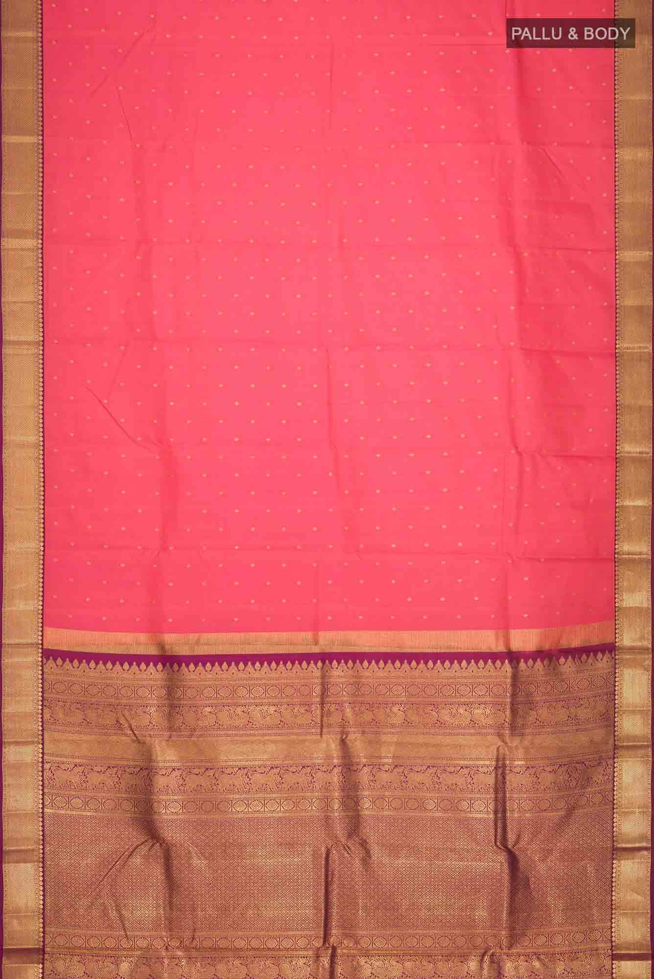 Orange with Pink Dual Tone Kanchipuram Silk Saree