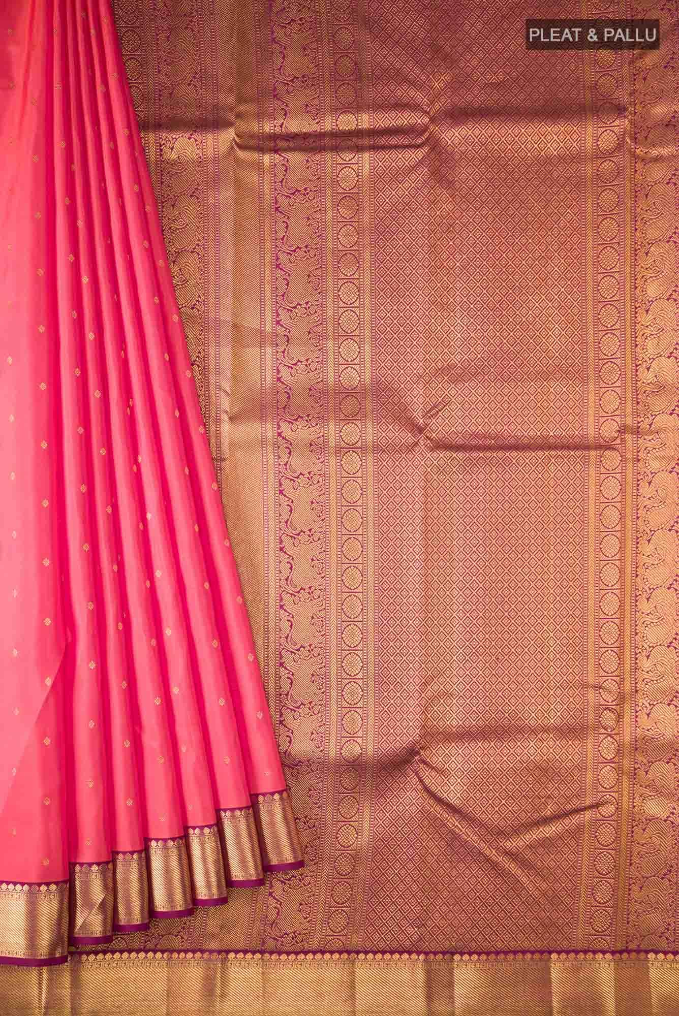 Orange with Pink Dual Tone Kanchipuram Silk Saree