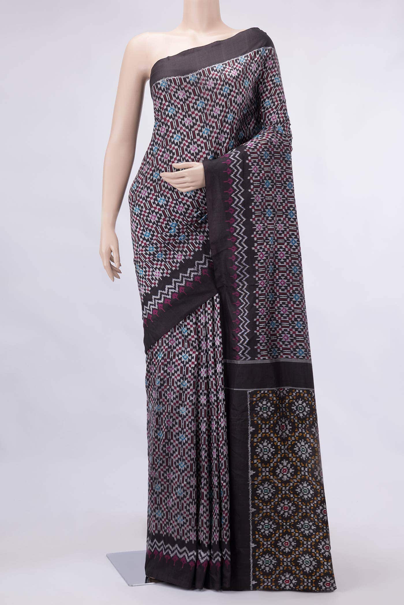 Coffee Brown Dual Tone Double Ikat Saree