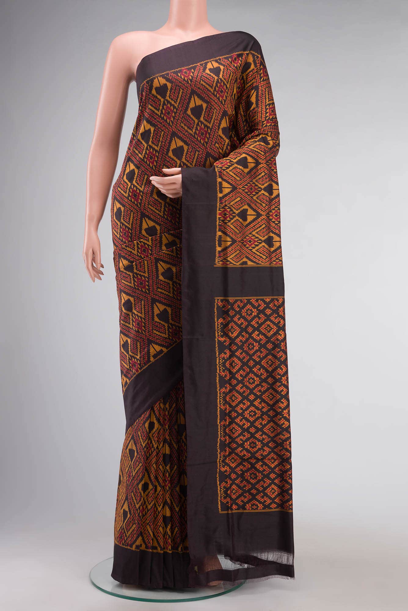 Brown Pochampally Silk Saree