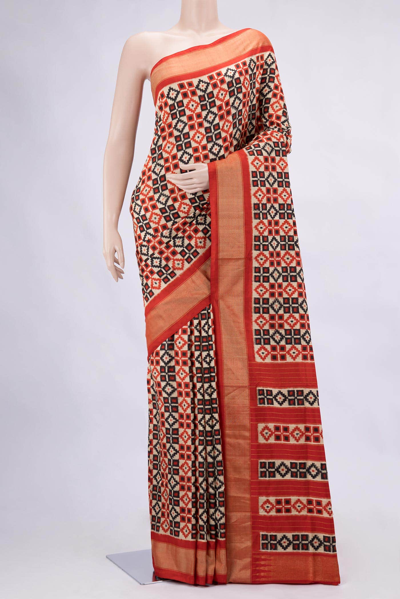 Sandal Double Ikat Saree
