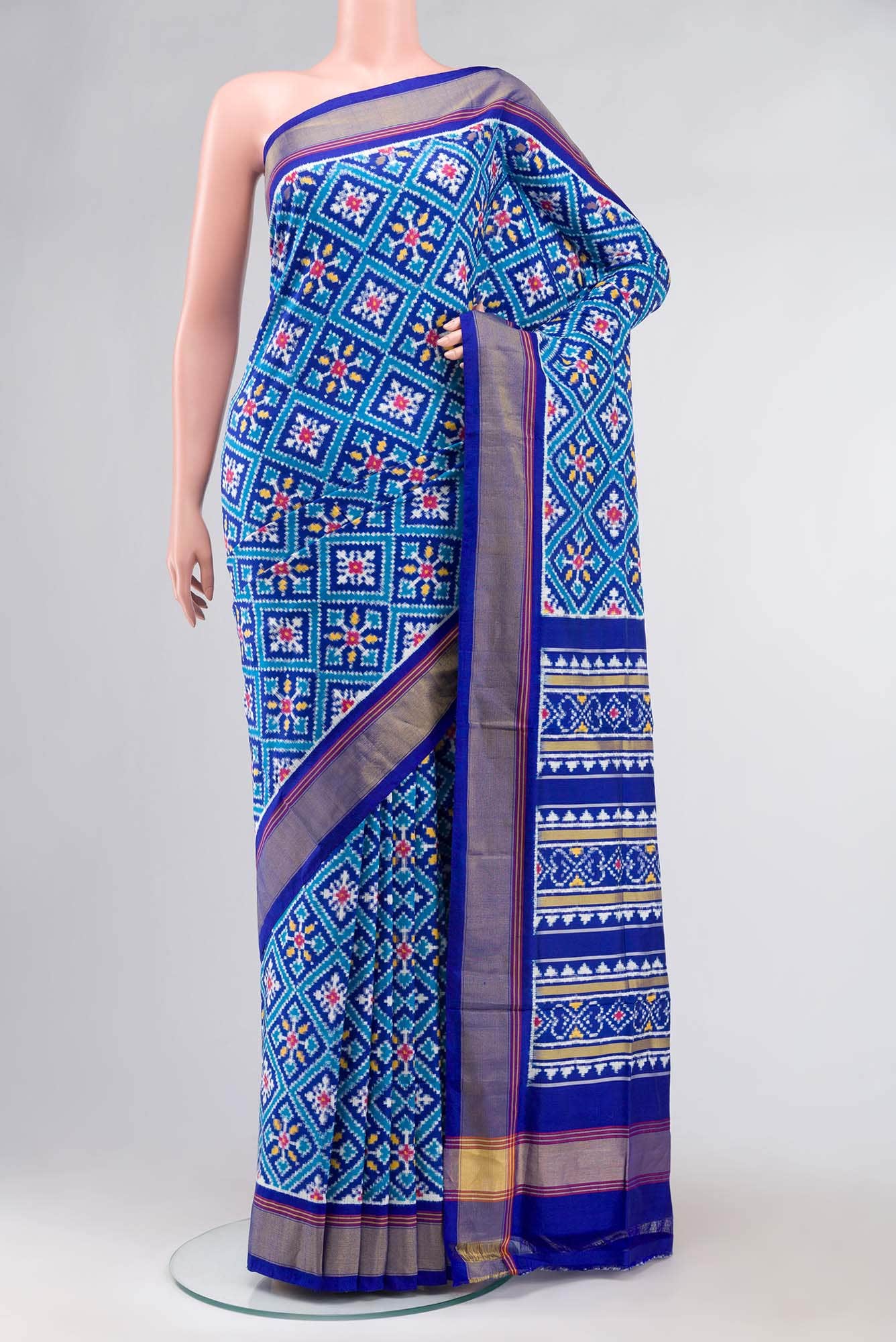 Blue Double Ikat Saree