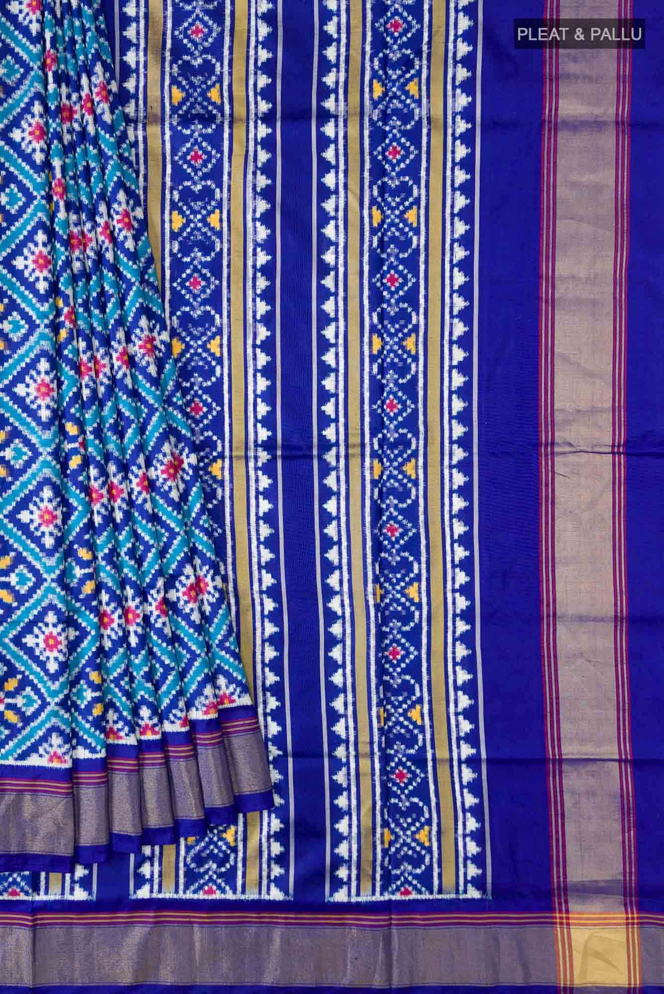 Blue Double Ikat Saree