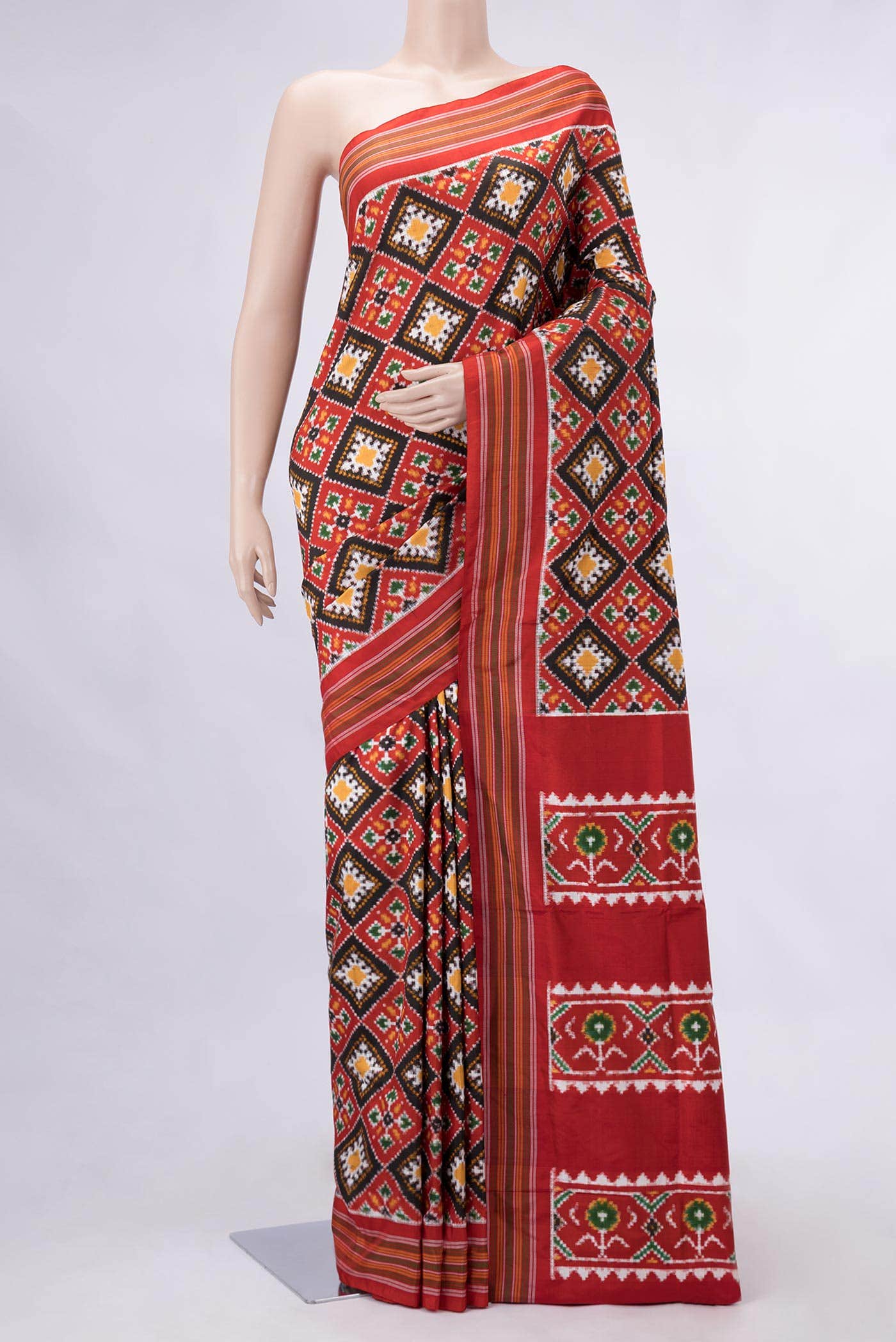 Black Dual Tone Double Ikat Saree