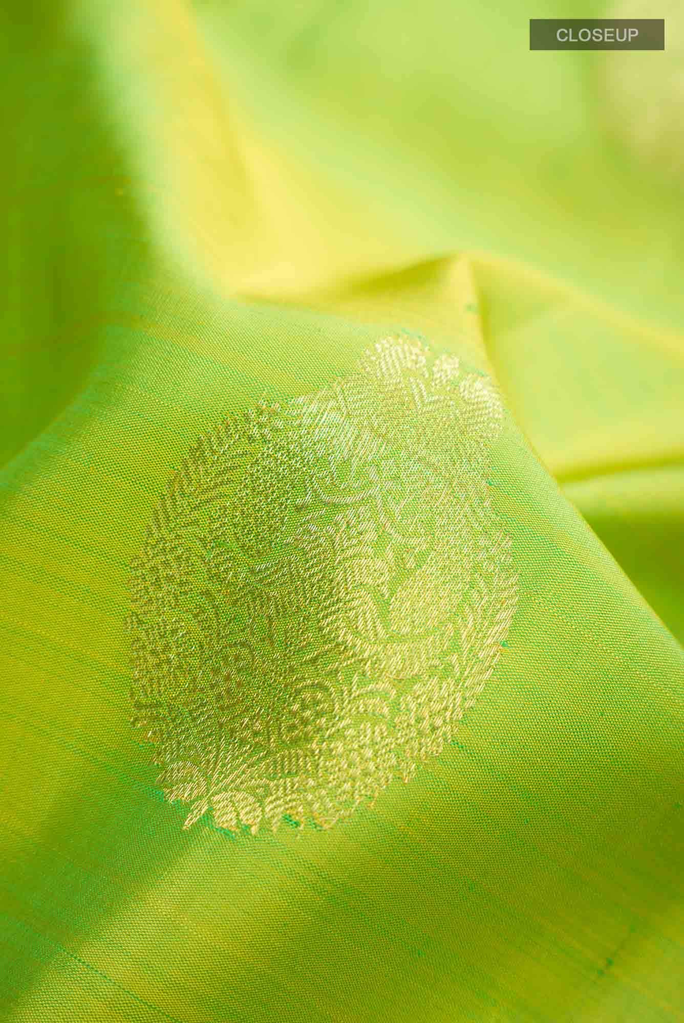 Parrot Green Kanchipuram Silk Saree