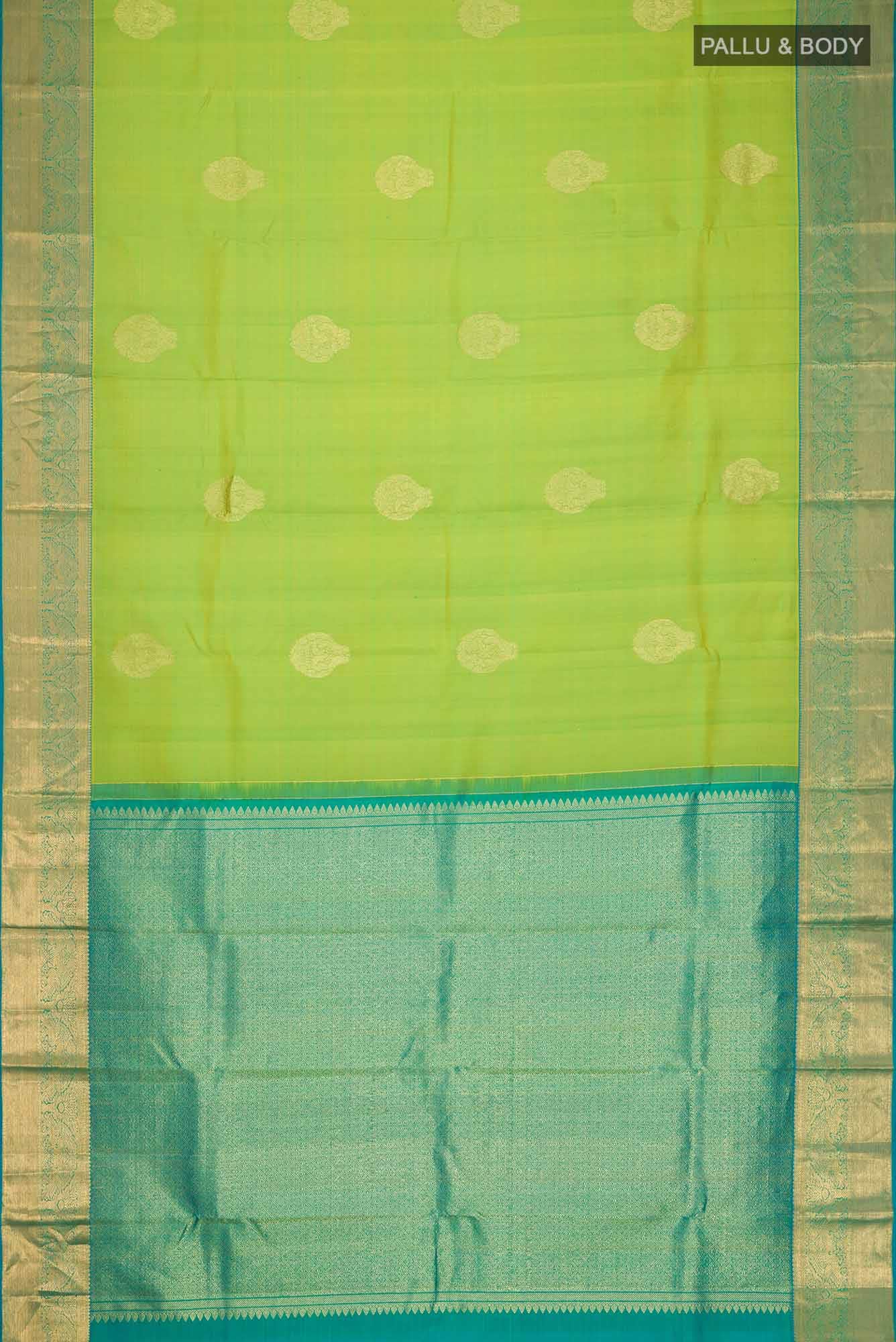Parrot Green Kanchipuram Silk Saree