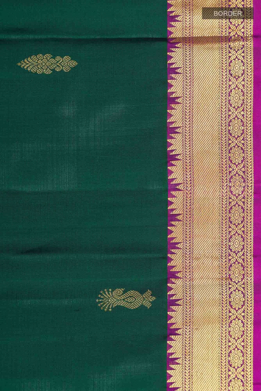 Bottle Green Kanchipuram Silk Saree