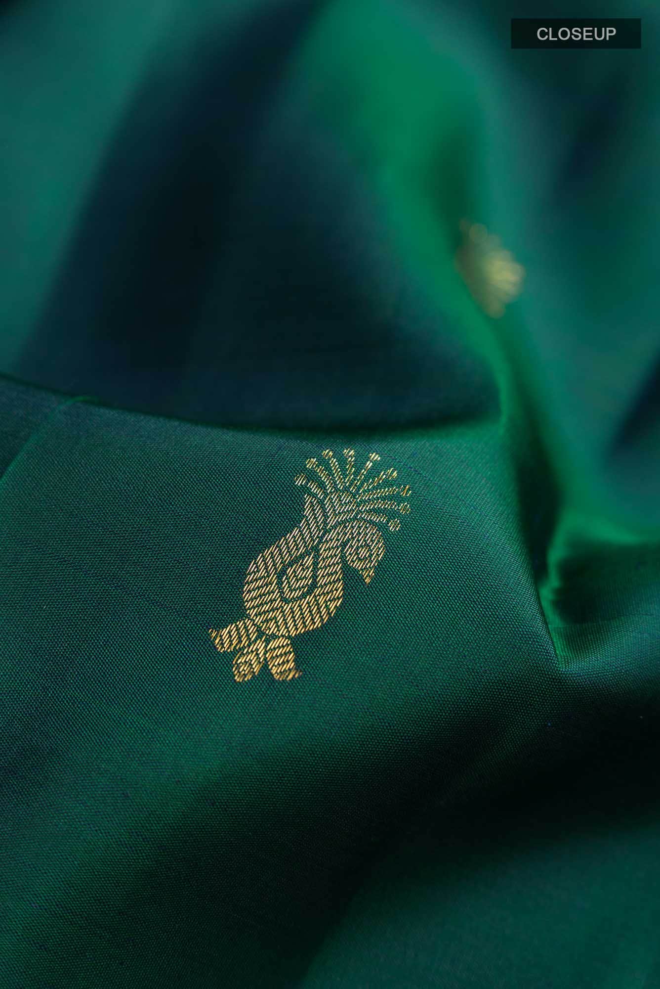 Bottle Green Kanchipuram Silk Saree
