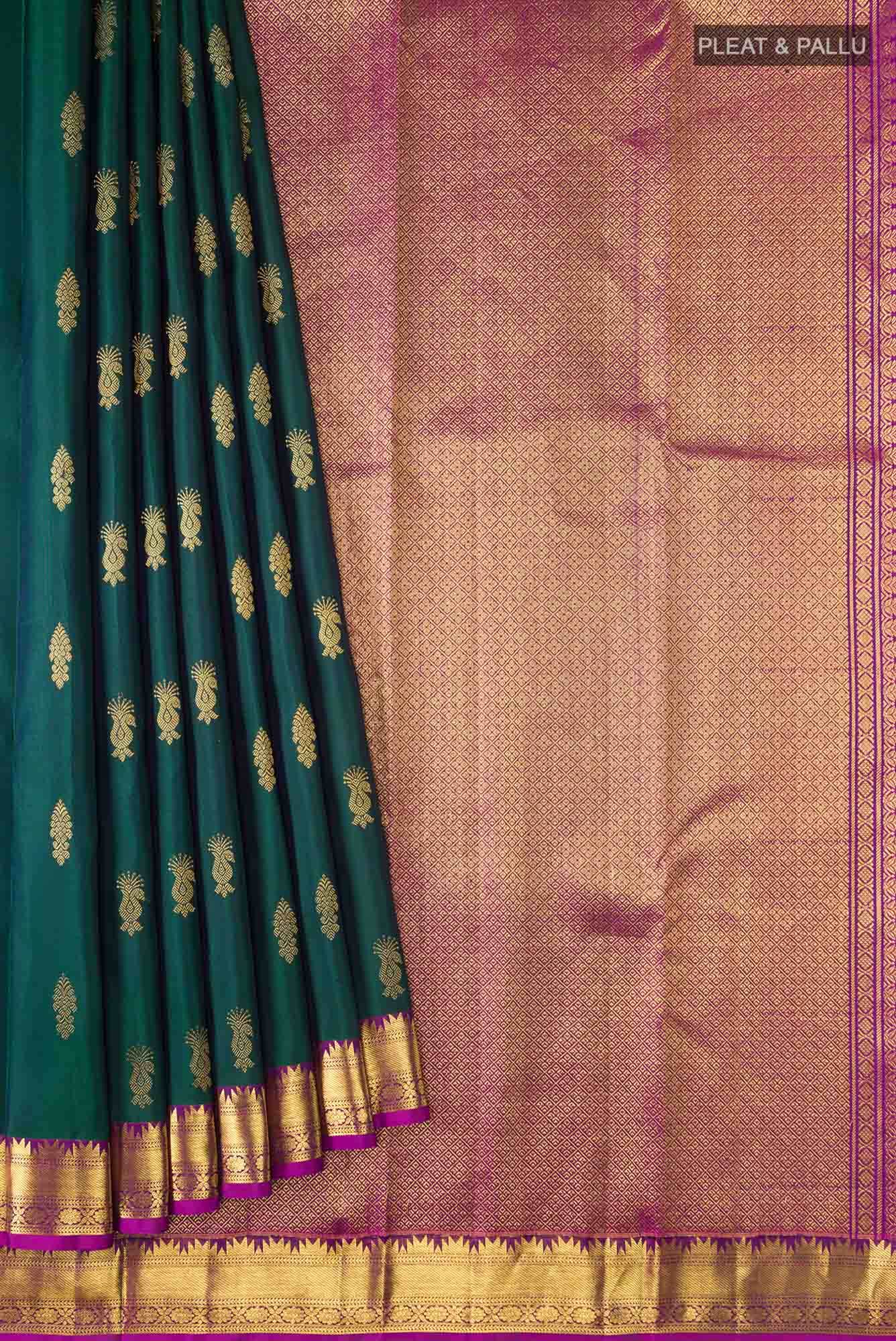 Bottle Green Kanchipuram Silk Saree