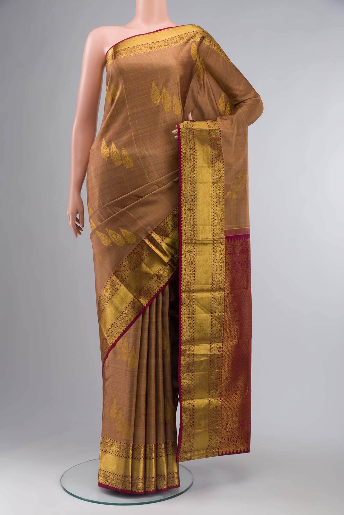 Brown Kanchipuram Silk Saree