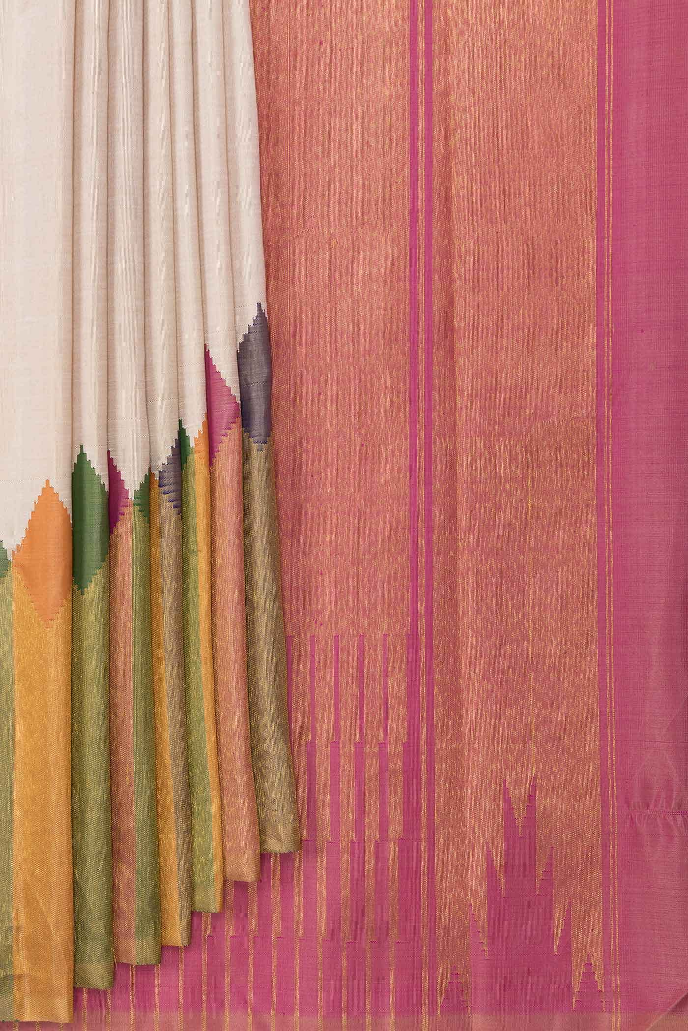 Beige Dual Tone Kanchipuram Silk Saree