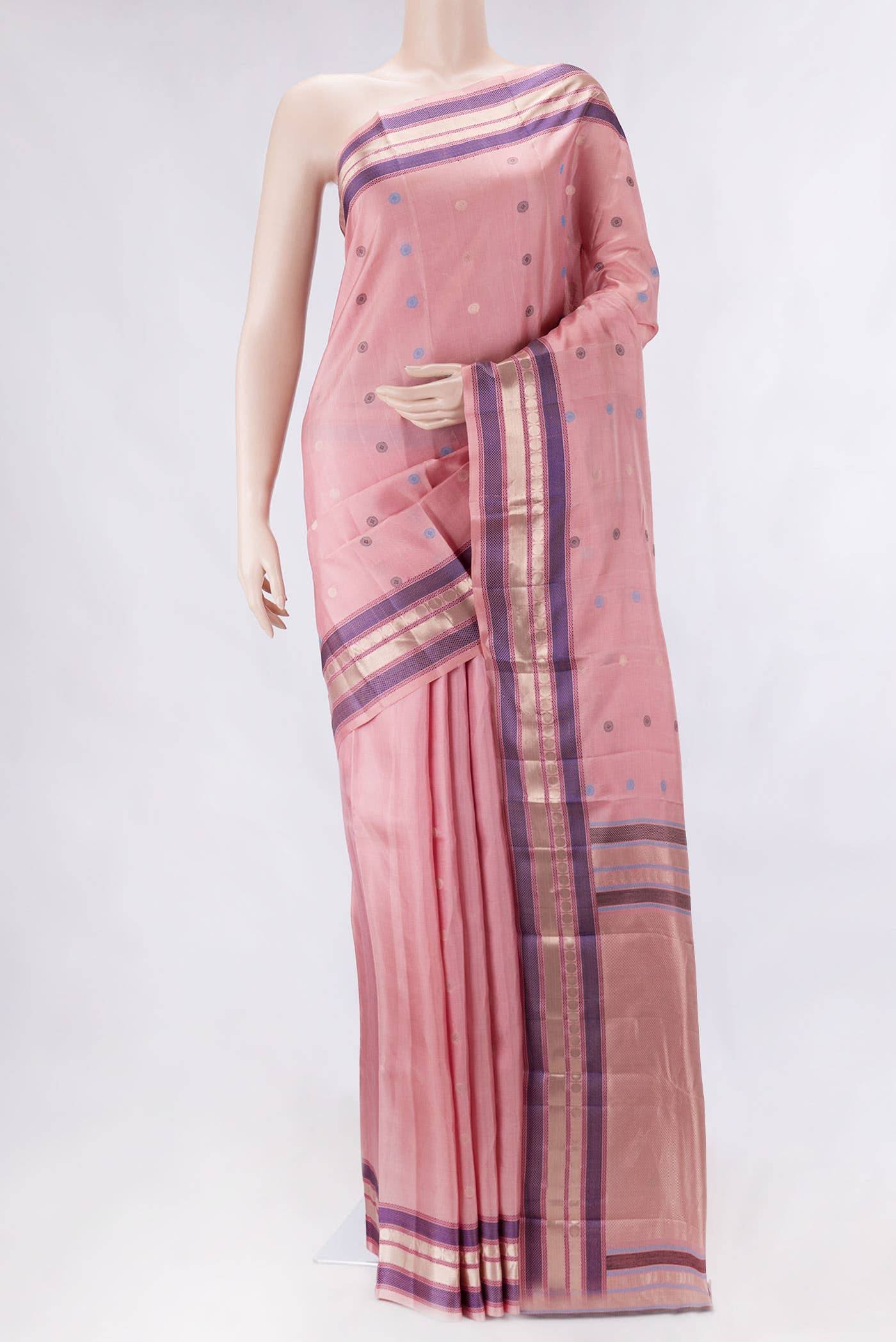 Pink Dual Tone Kanchipuram Silk Saree