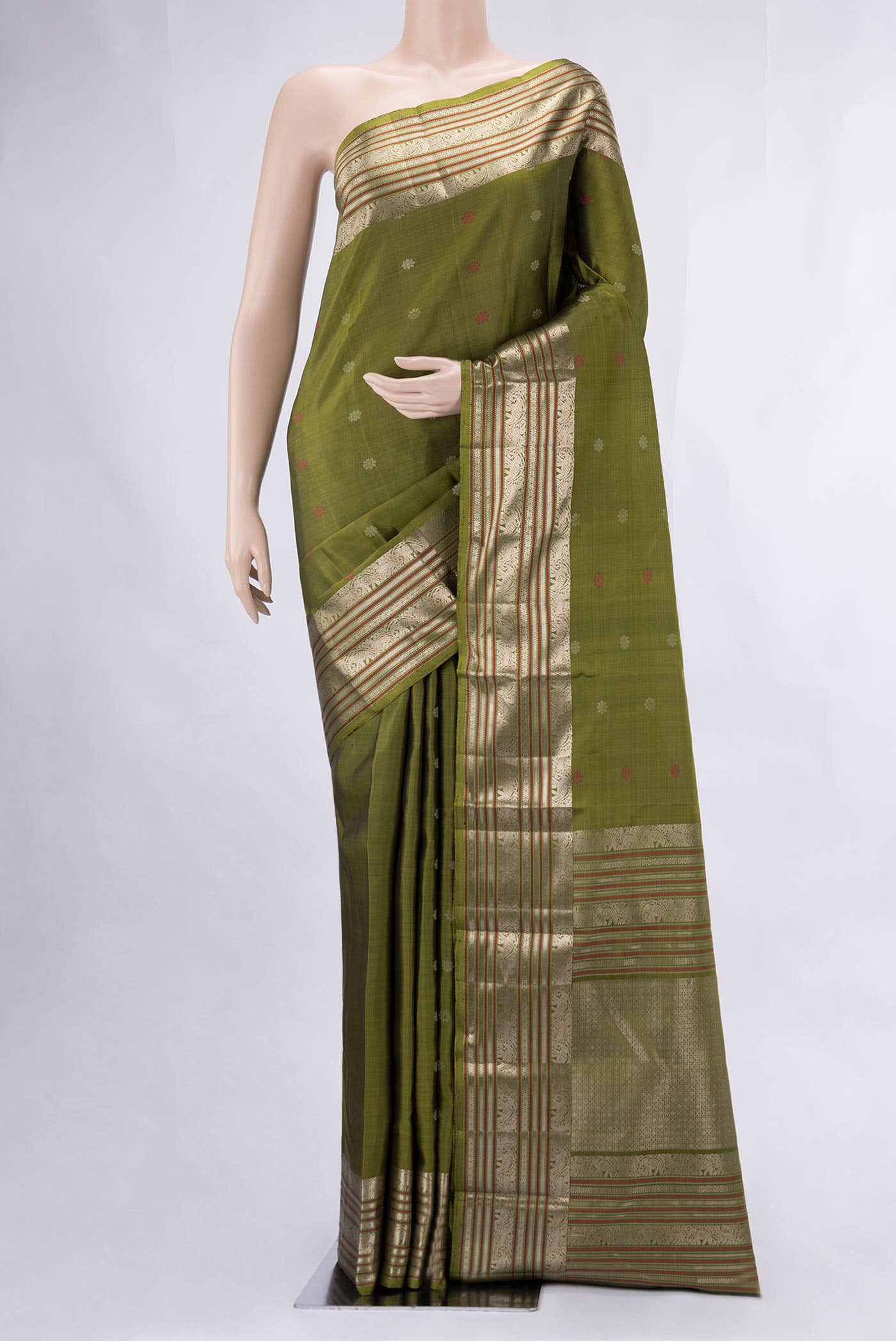 Green Dual Tone Soft Silk Saree
