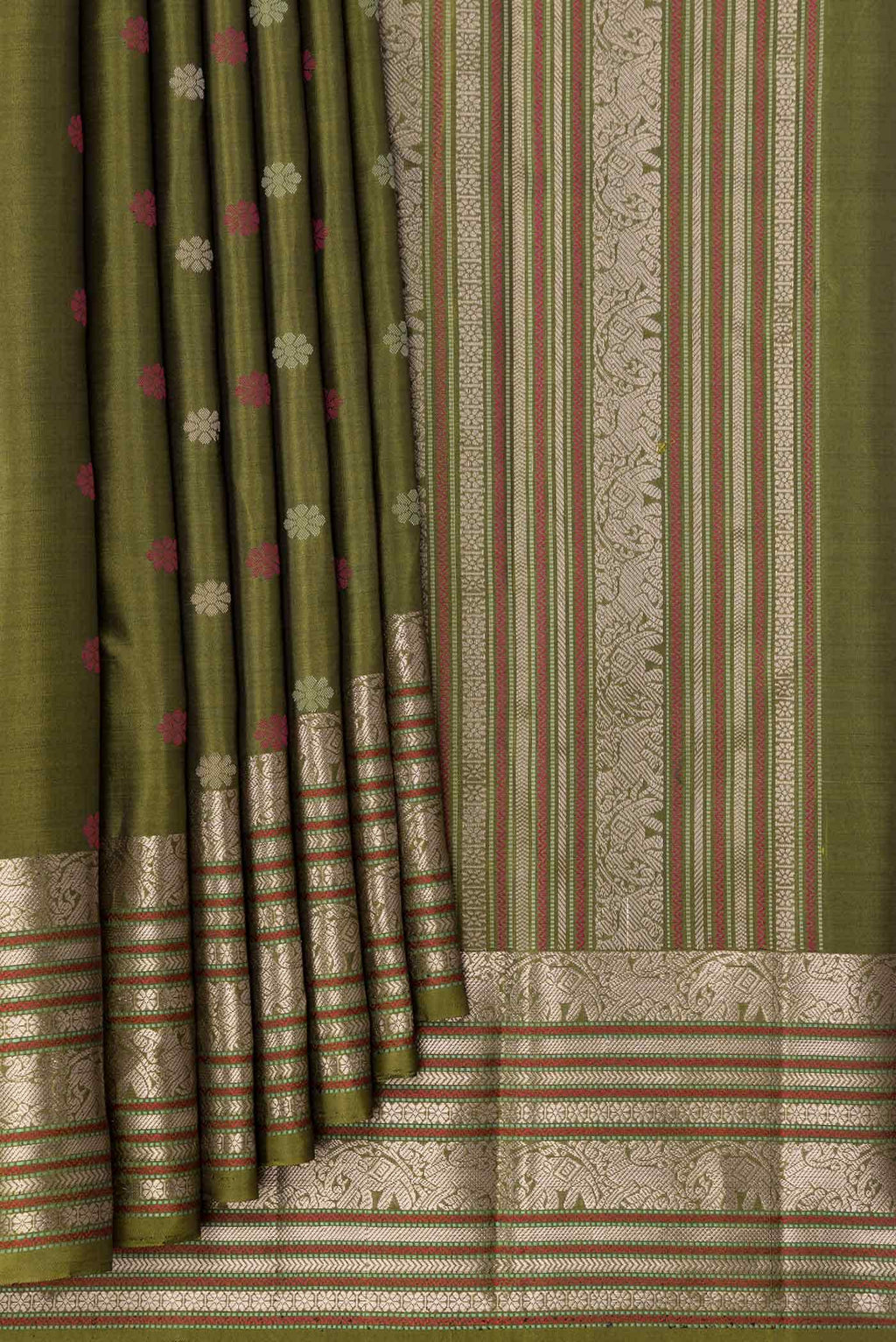 Green Dual Tone Soft Silk Saree