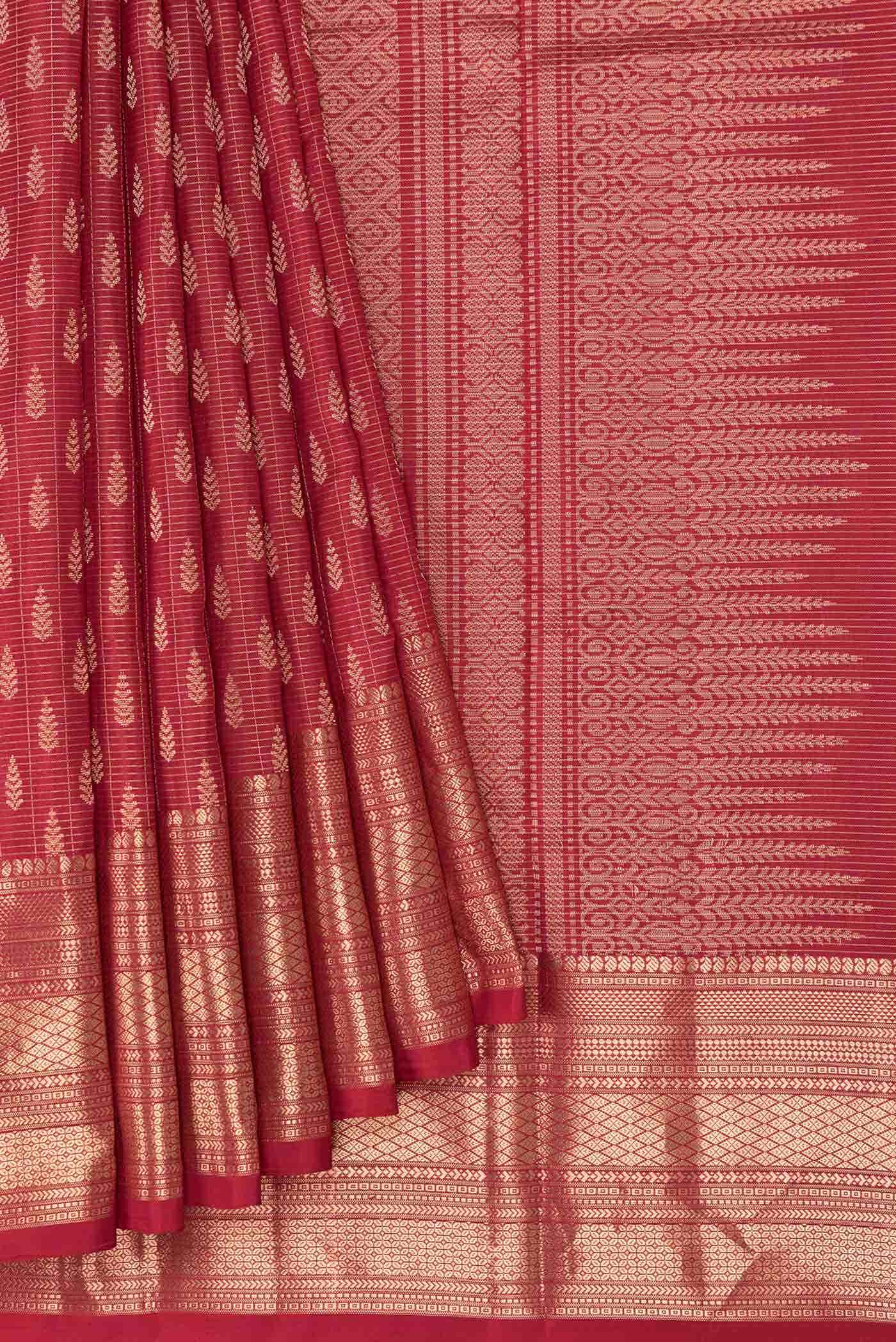 Maroon Dual Tone Kanchipuram Silk Saree