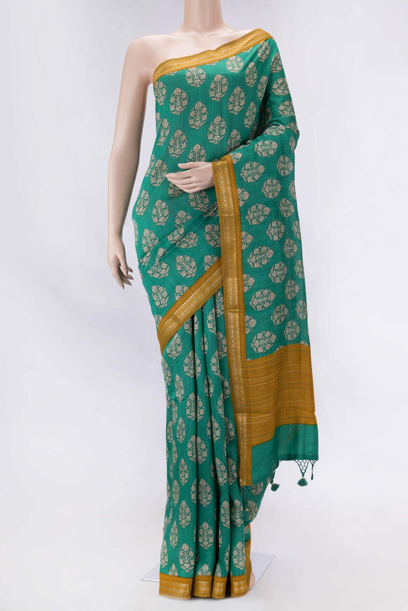 Green Dual Tone Tussar Silk Saree