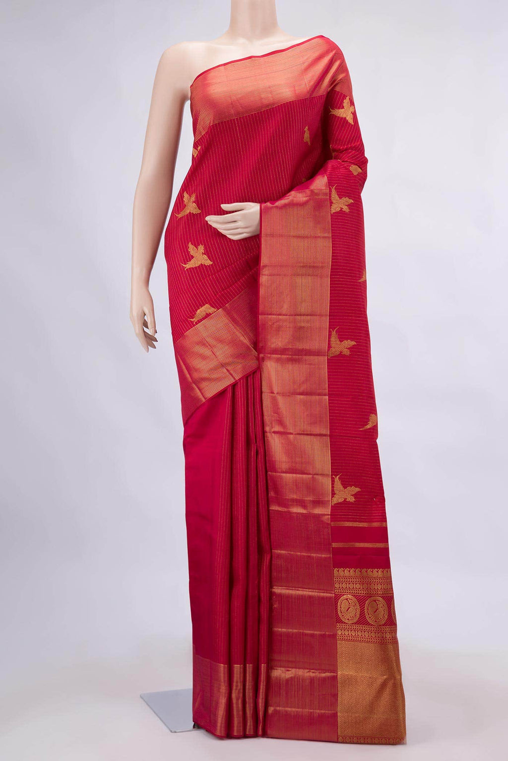 Dark Pink Dual Tone Kanchipuram Silk Saree