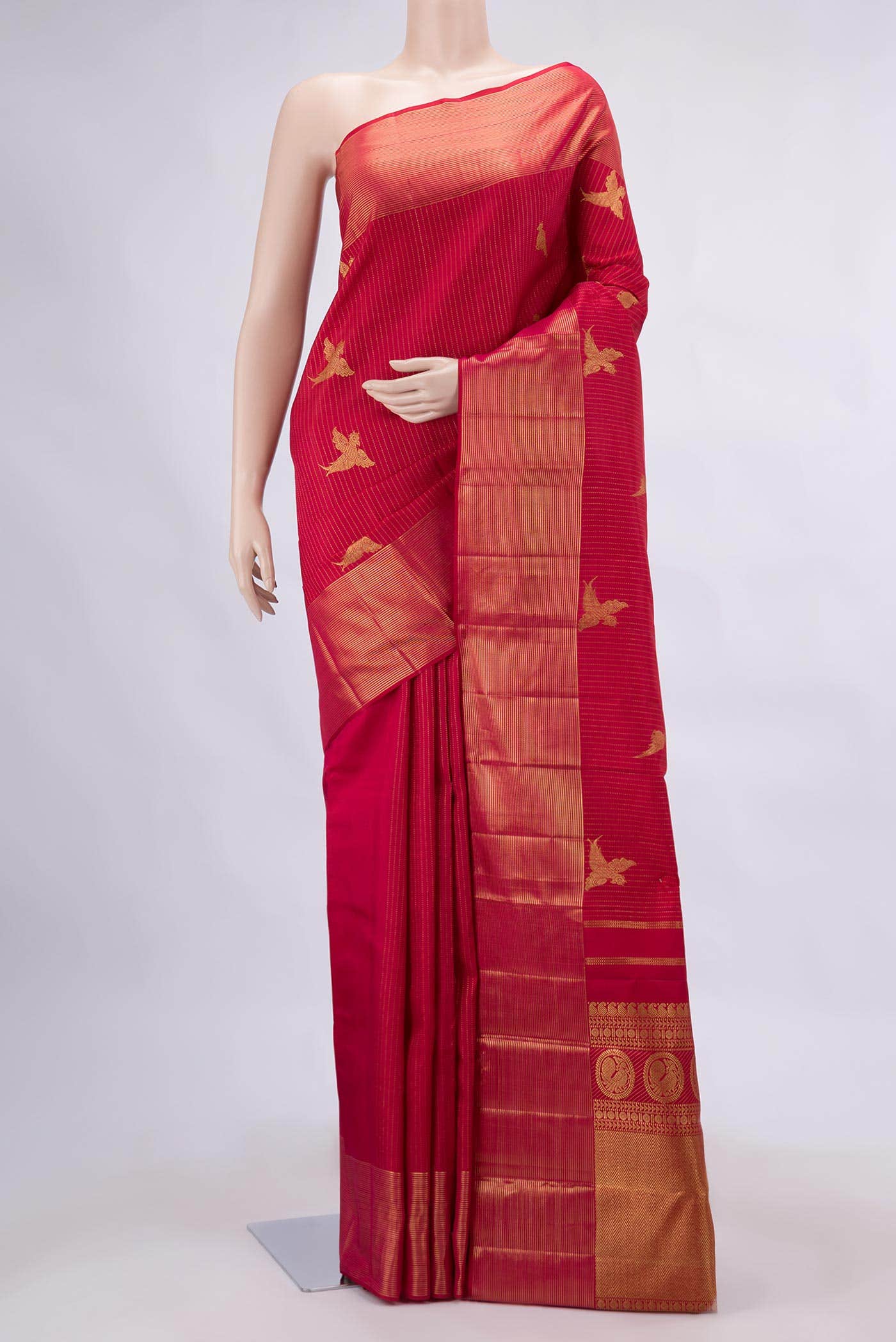 Dark Pink Dual Tone Kanchipuram Silk Saree
