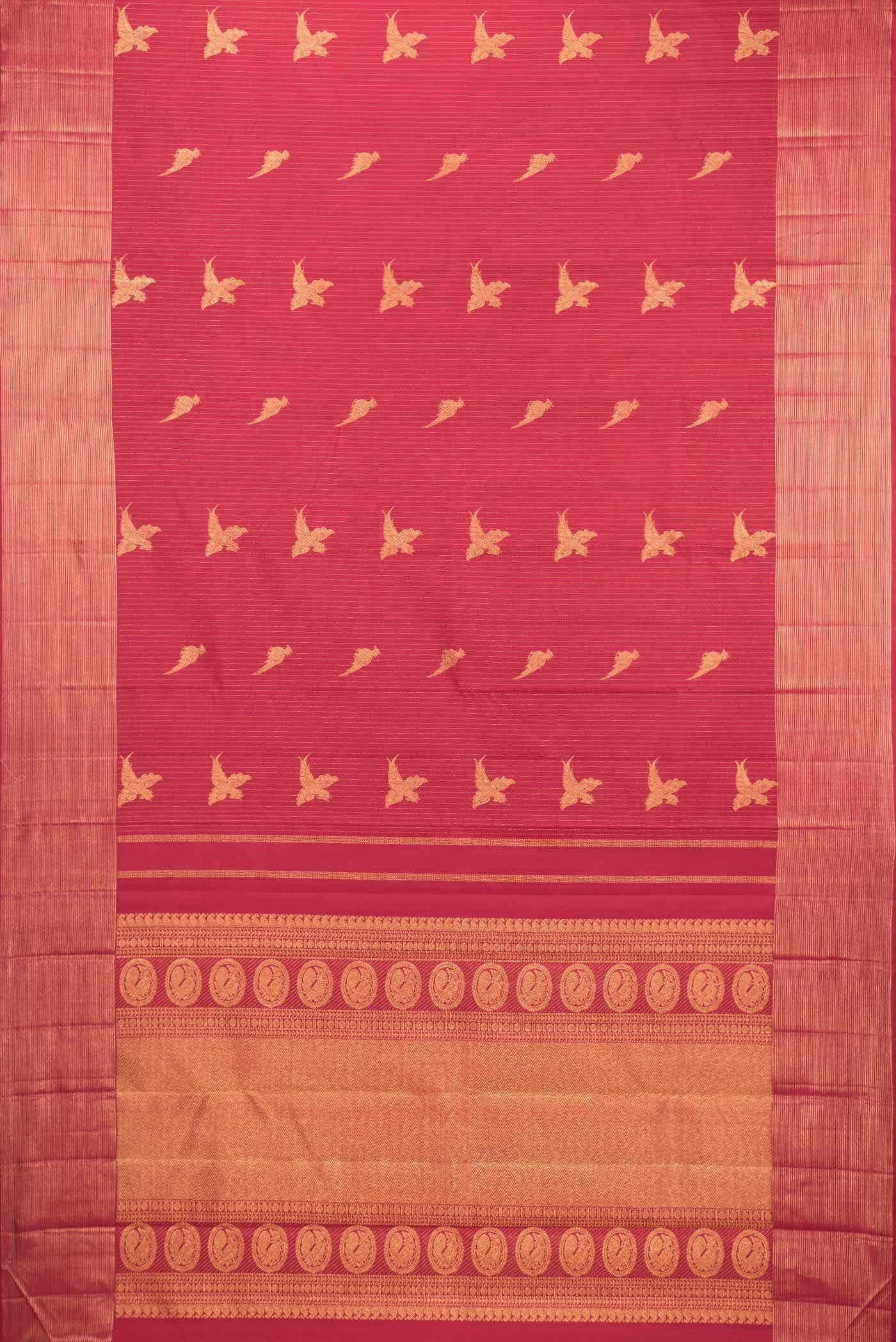 Dark Pink Dual Tone Kanchipuram Silk Saree