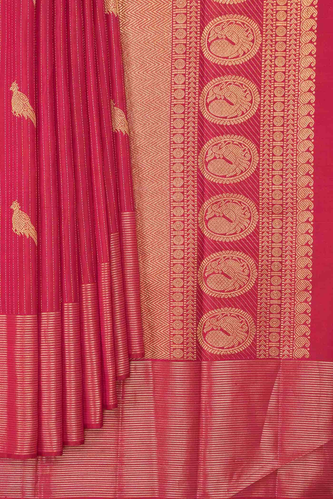 Dark Pink Dual Tone Kanchipuram Silk Saree