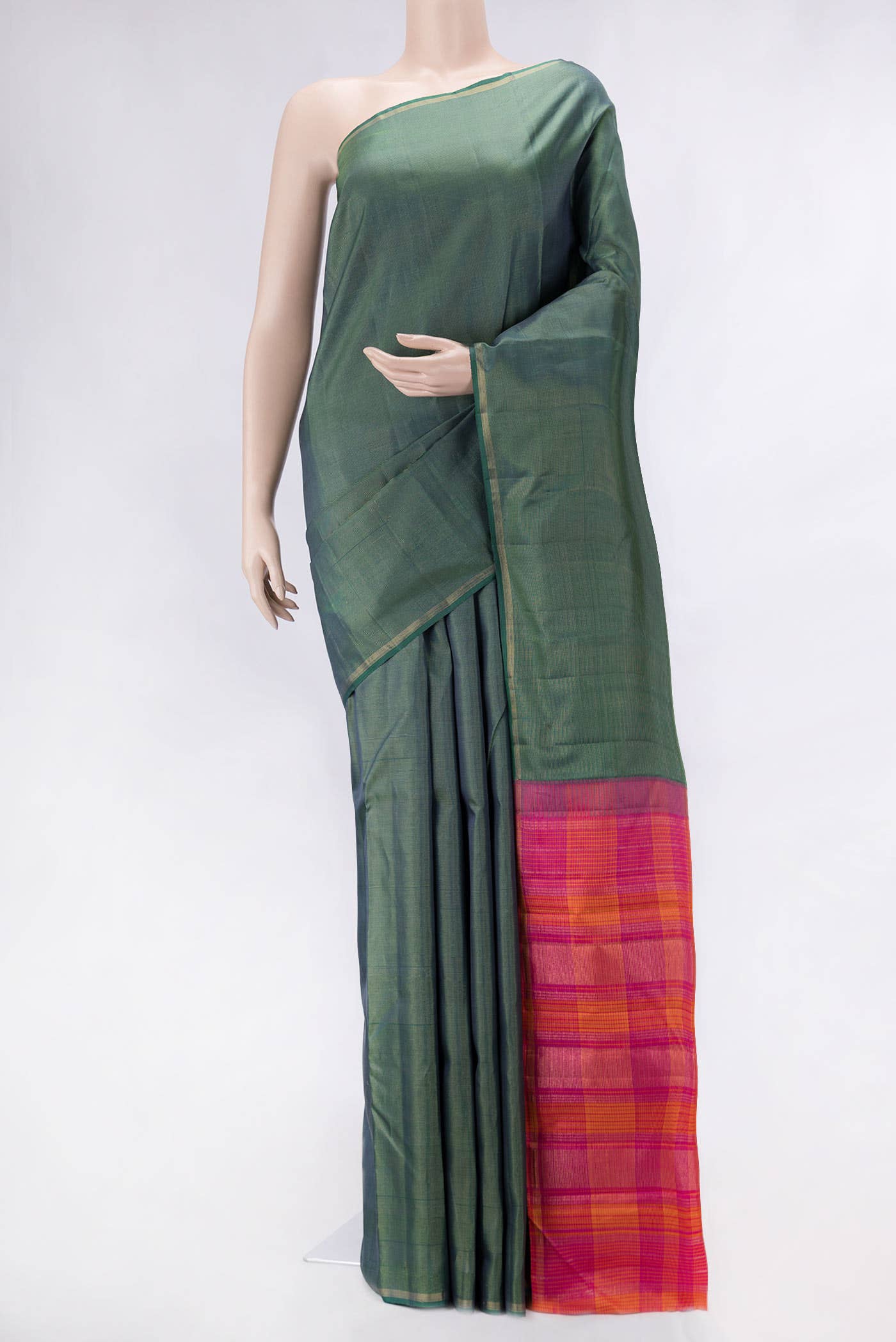 Green Dual Tone Kanchipuram Silk Saree