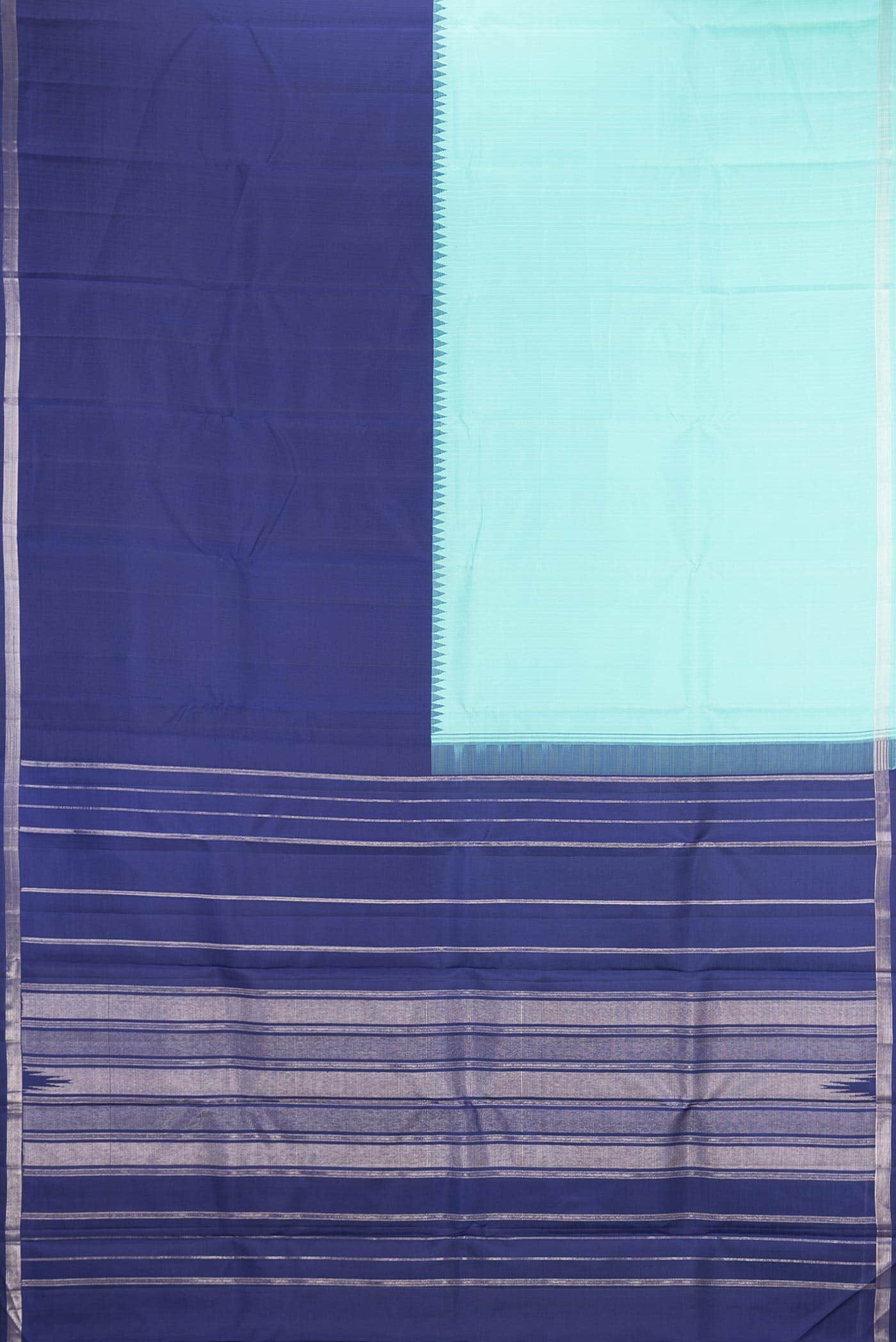 Sky Blue and Navy Blue Dual Tone Kanchipuram Silk Saree