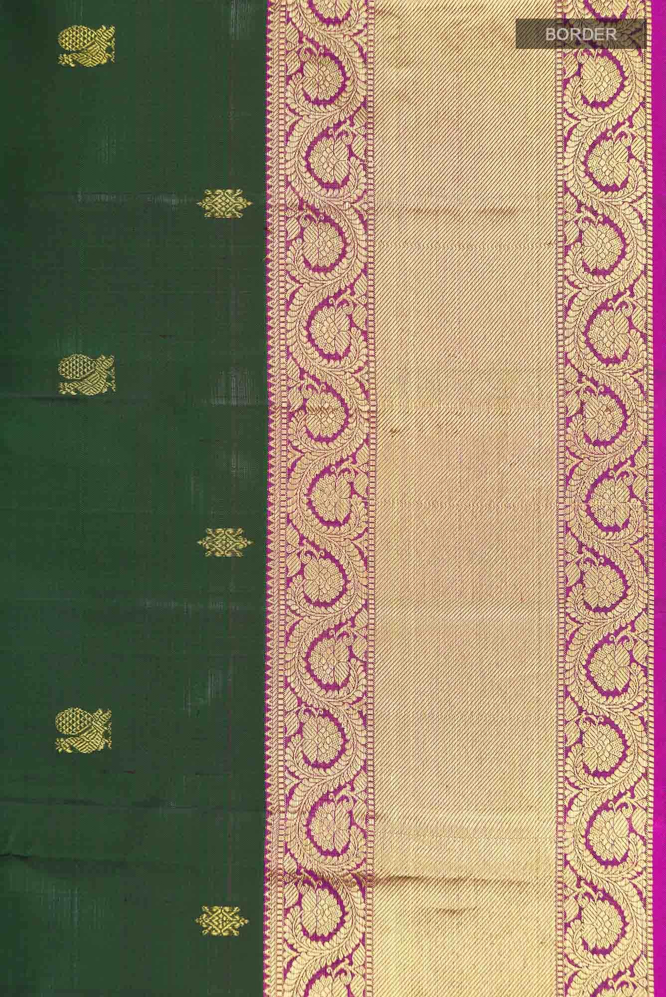 Bottle Green Kanchipuram Silk Saree