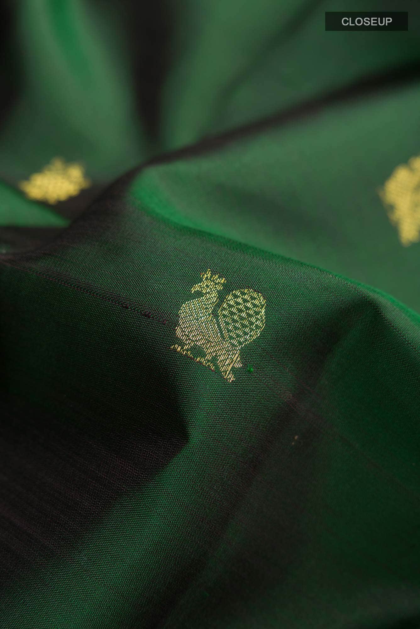 Bottle Green Kanchipuram Silk Saree