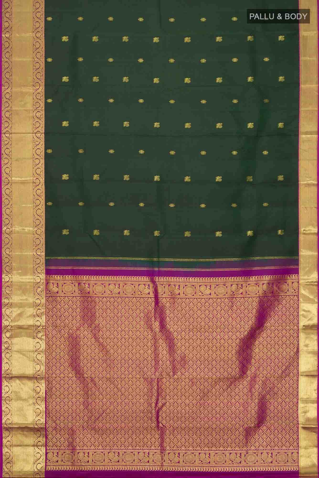 Bottle Green Kanchipuram Silk Saree