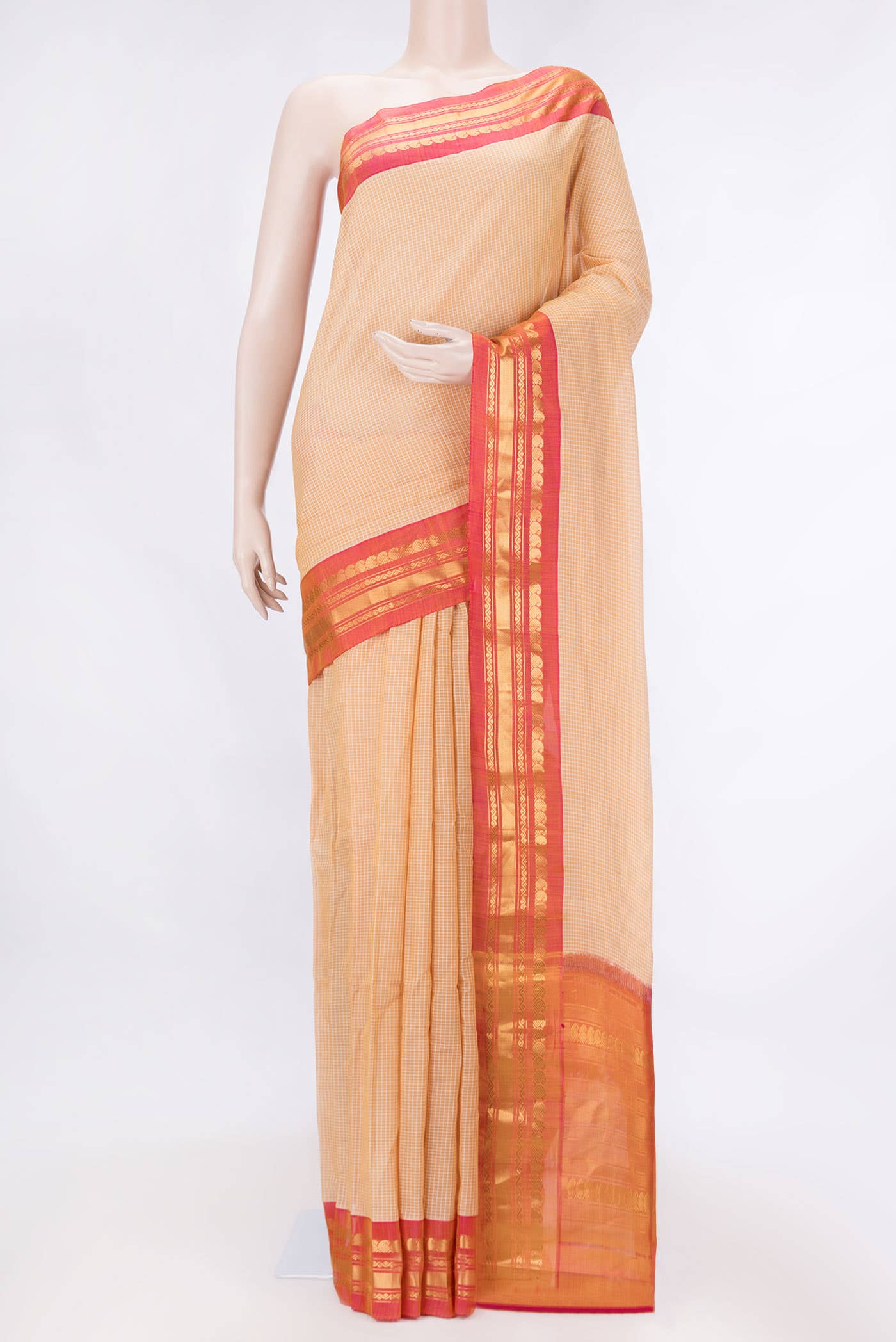 Sandal Dual Tone Gadwal cotton Saree