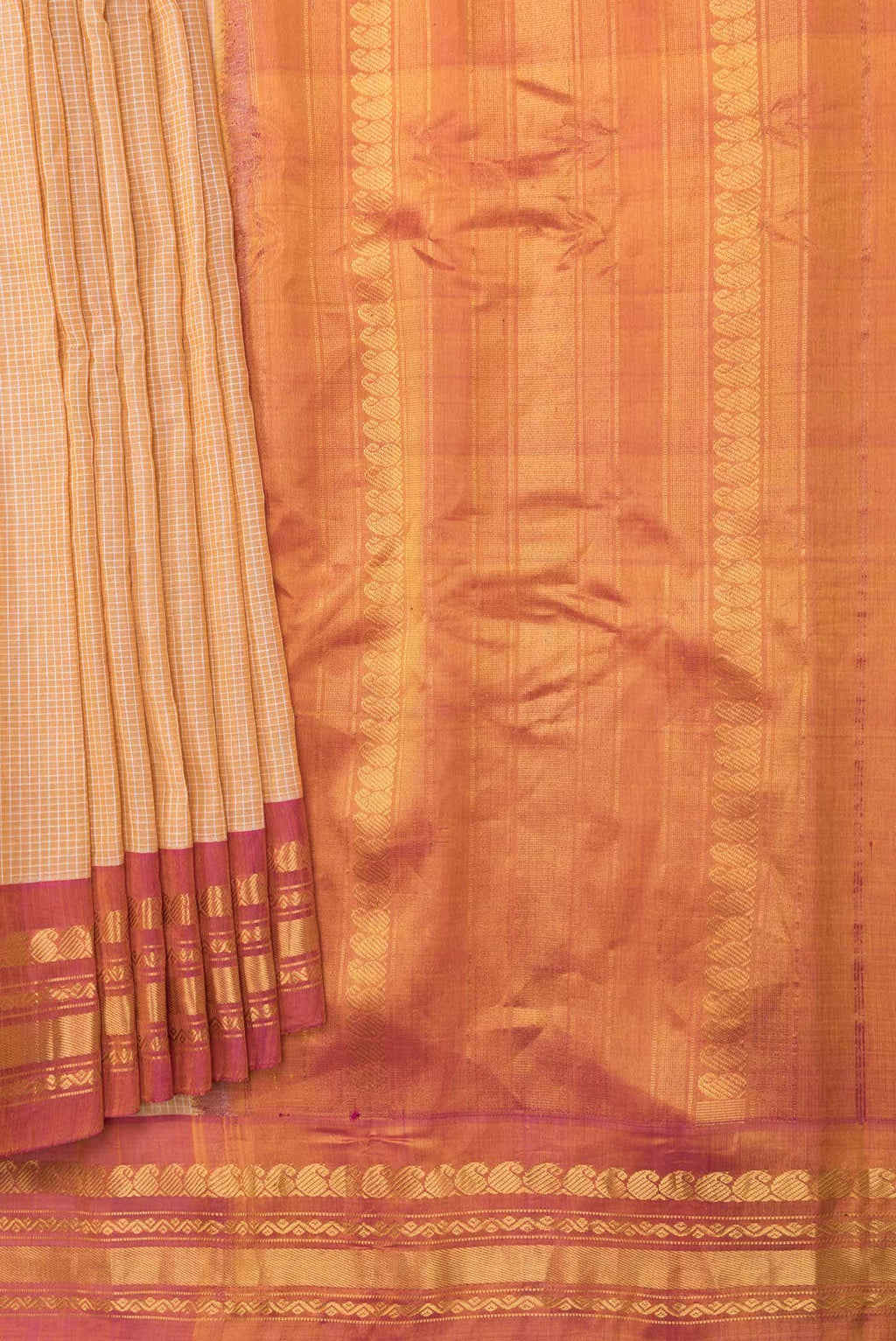 Sandal Dual Tone Gadwal cotton Saree