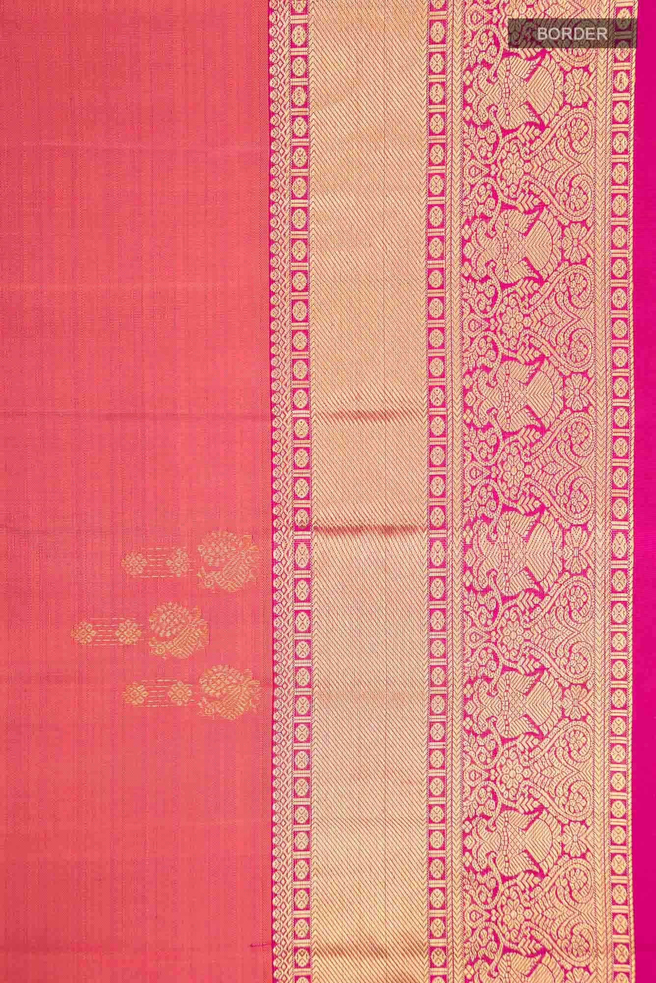 Orange with Pink Dual Tone Kanchipuram Silk Saree