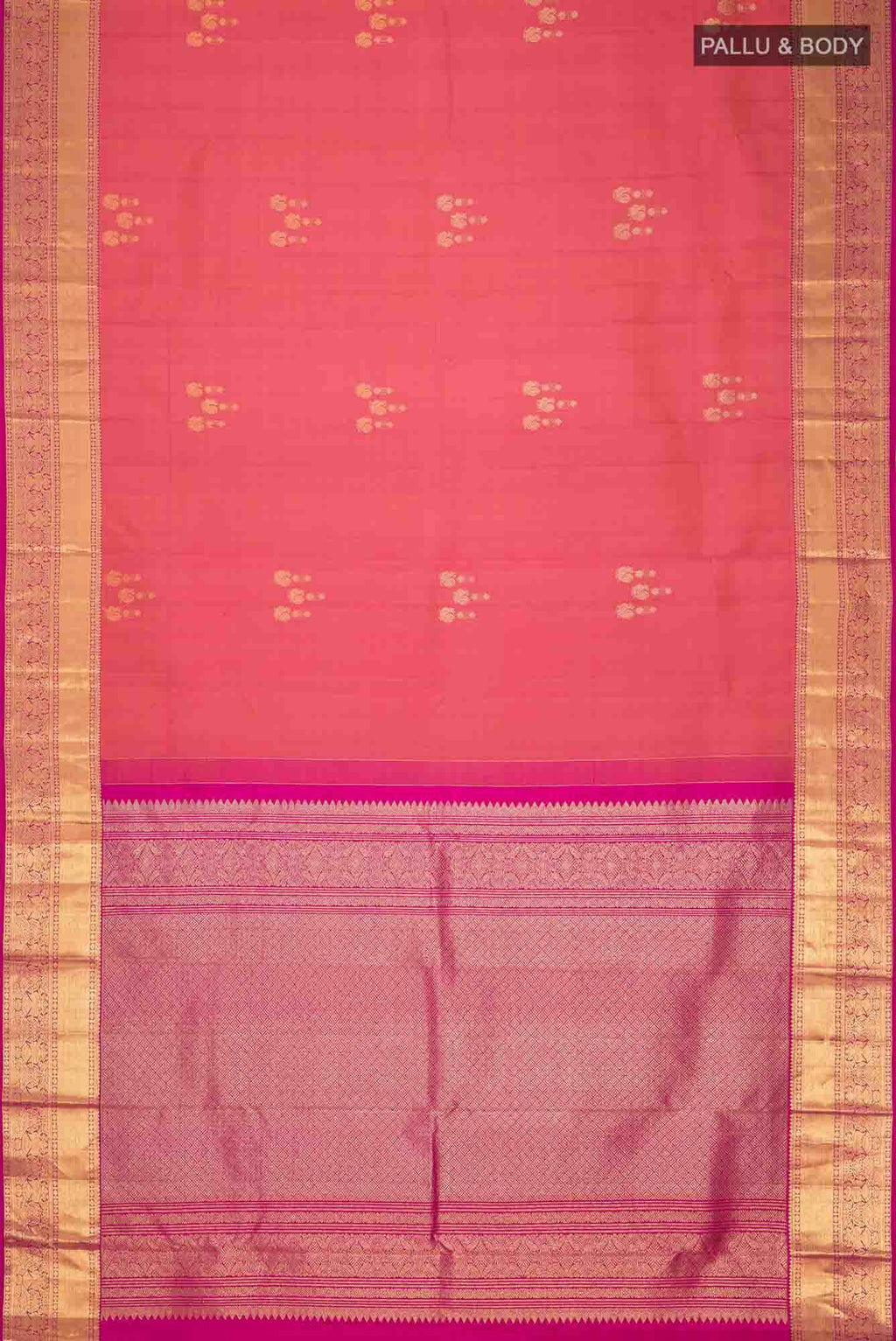 Orange with Pink Dual Tone Kanchipuram Silk Saree