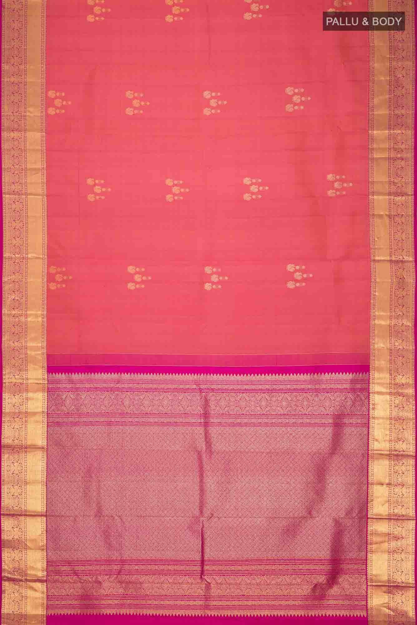 Orange with Pink Dual Tone Kanchipuram Silk Saree
