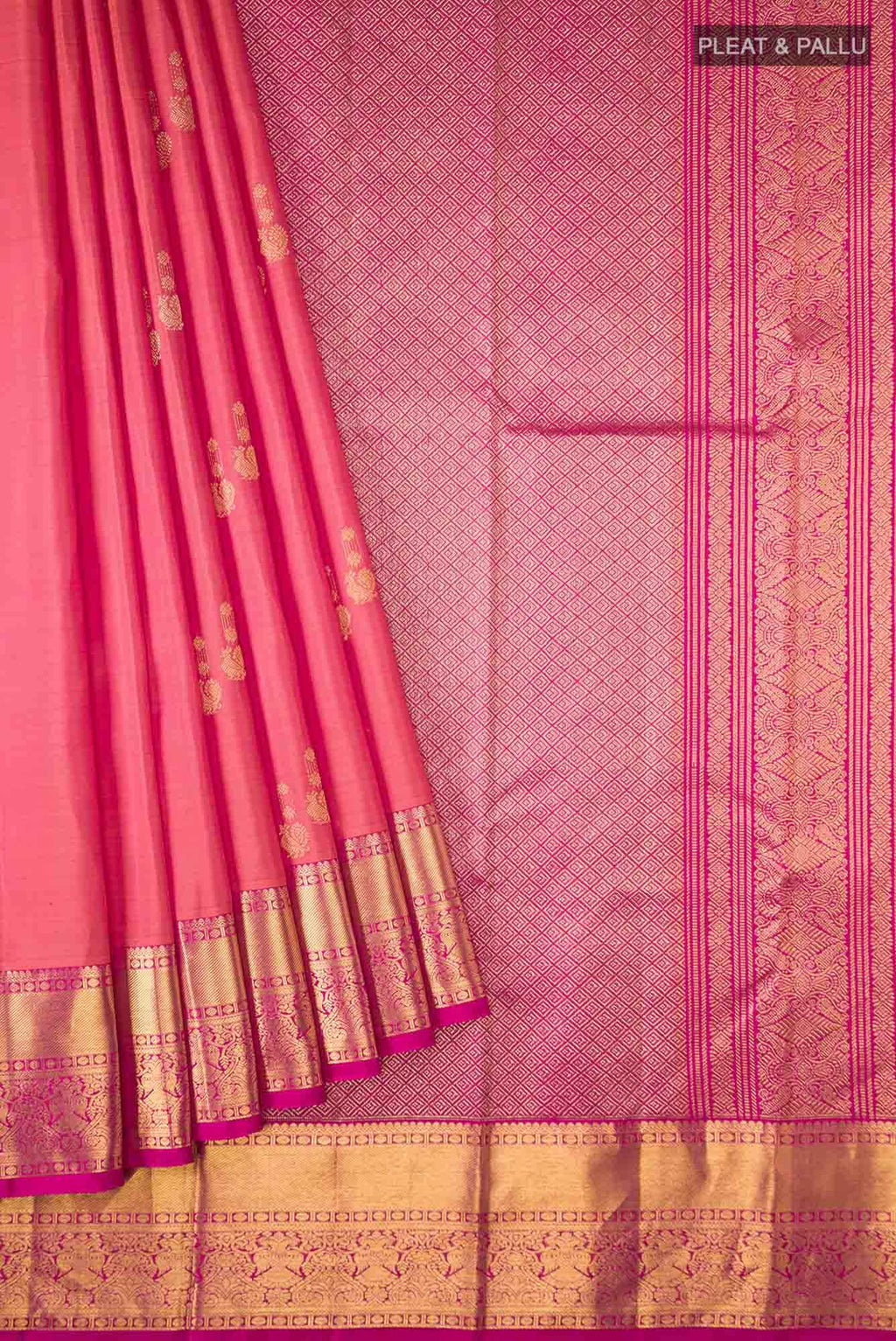 Orange with Pink Dual Tone Kanchipuram Silk Saree