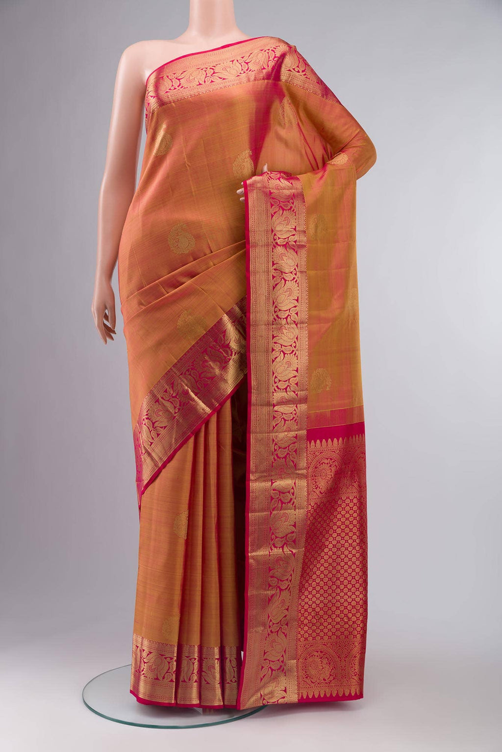 Pink Dual Tone Kanchipuram Silk Saree
