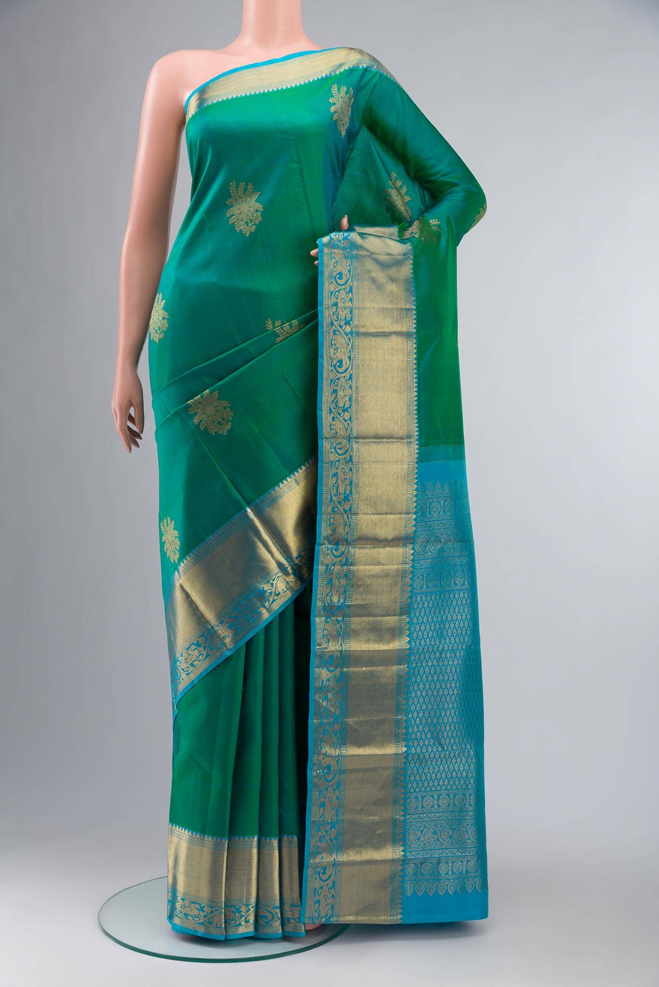 Blue Dual Tone Kanchipuram Silk Saree