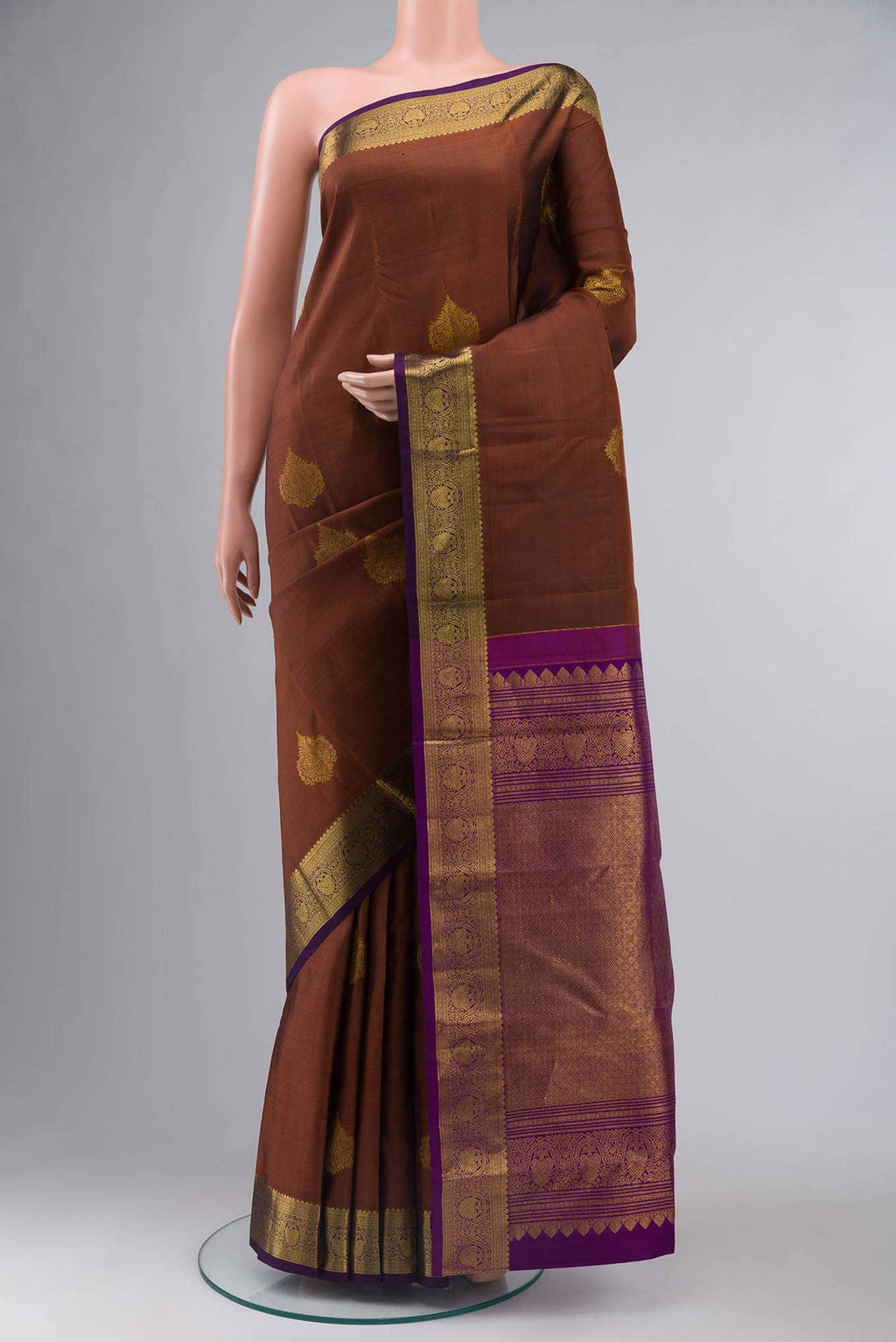 Brown Kanchipuram Silk Saree