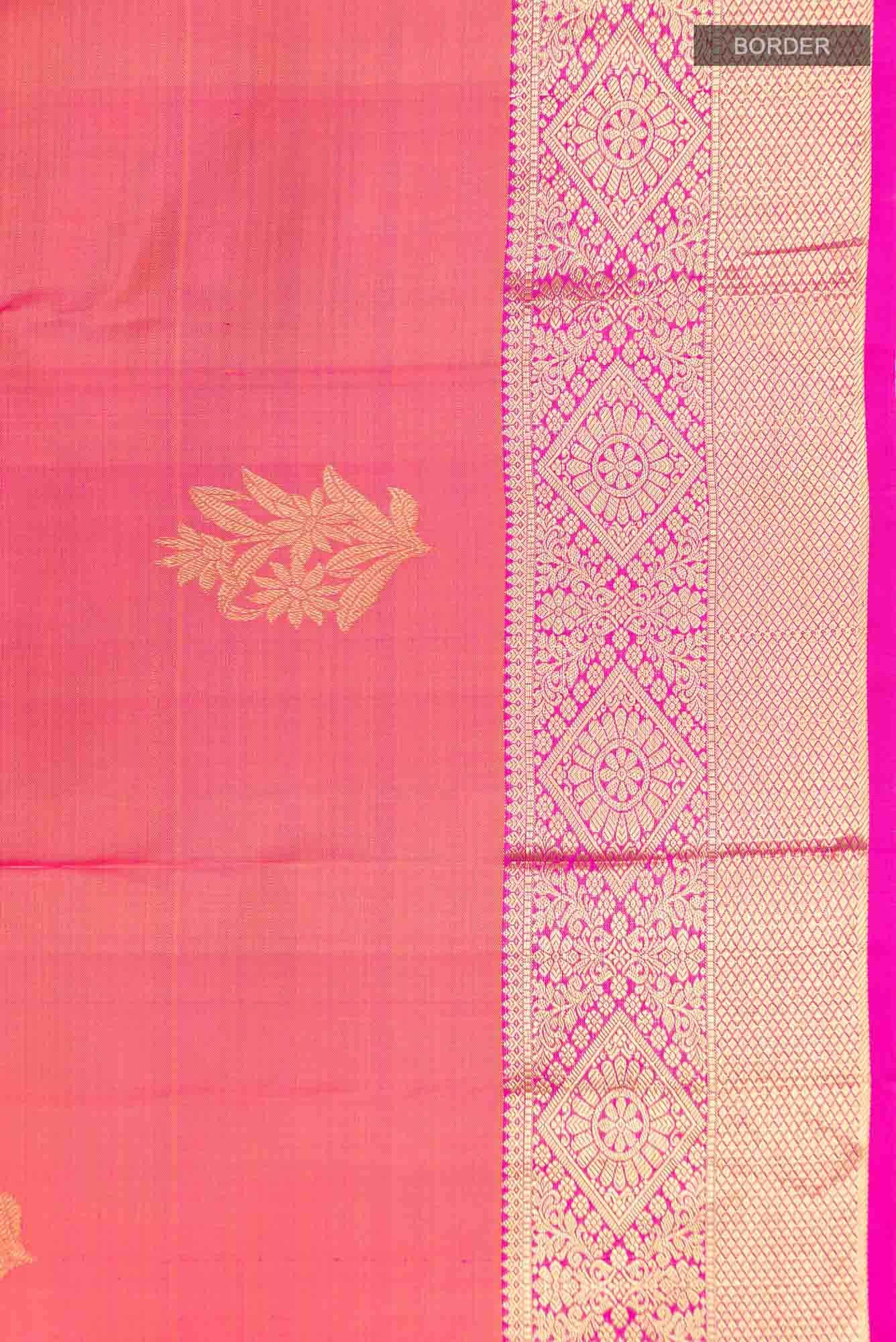 Orange with Pink Dual Tone Kanchipuram Silk Saree