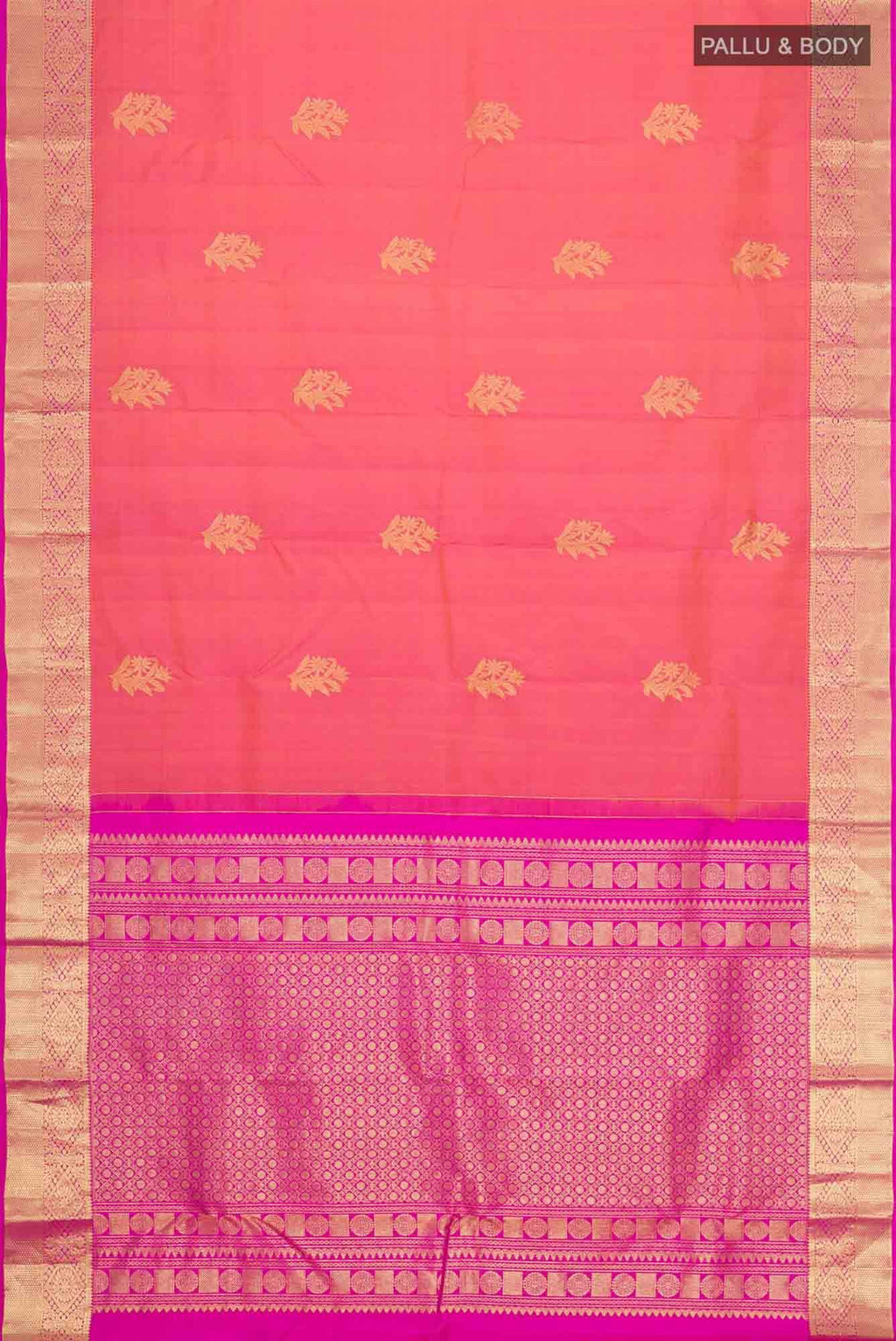 Orange with Pink Dual Tone Kanchipuram Silk Saree