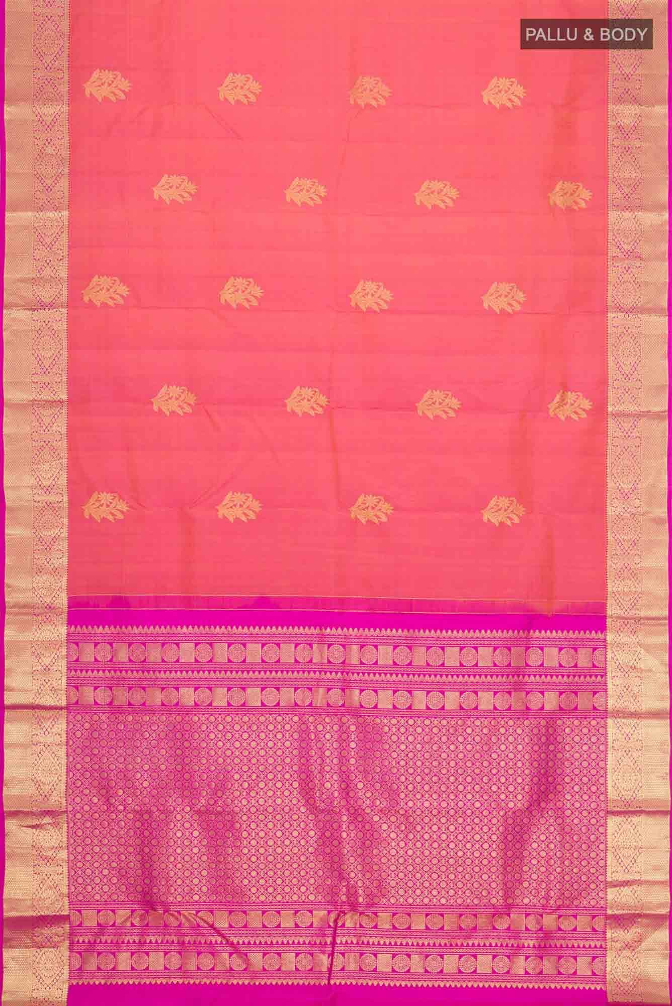 Orange with Pink Dual Tone Kanchipuram Silk Saree